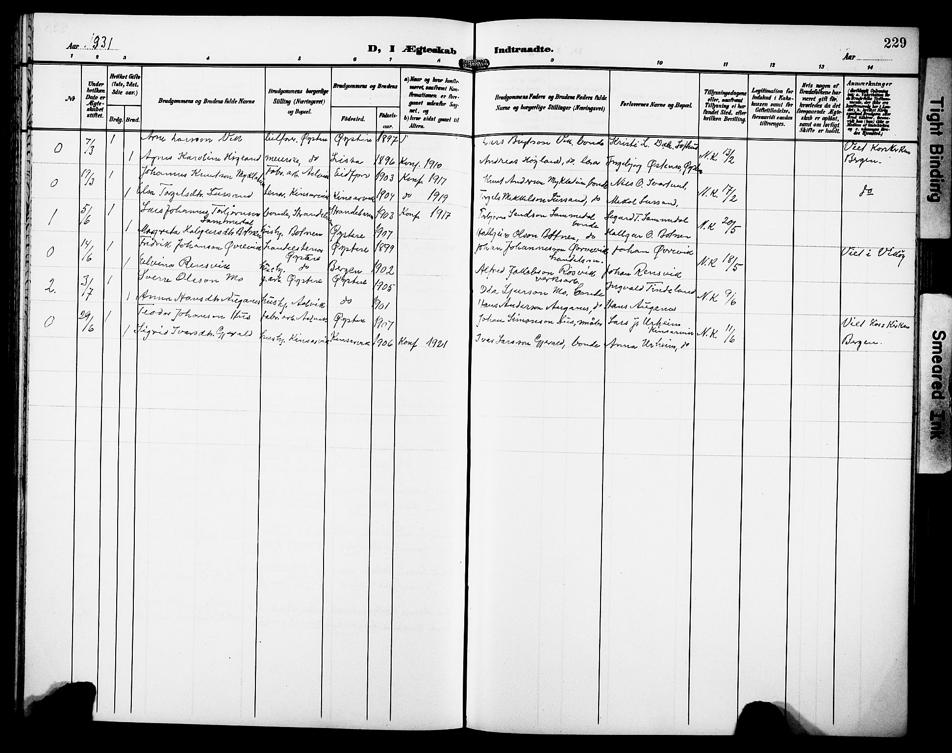 Kvam sokneprestembete, AV/SAB-A-76201/H/Hab: Klokkerbok nr. C 4, 1906-1931, s. 229