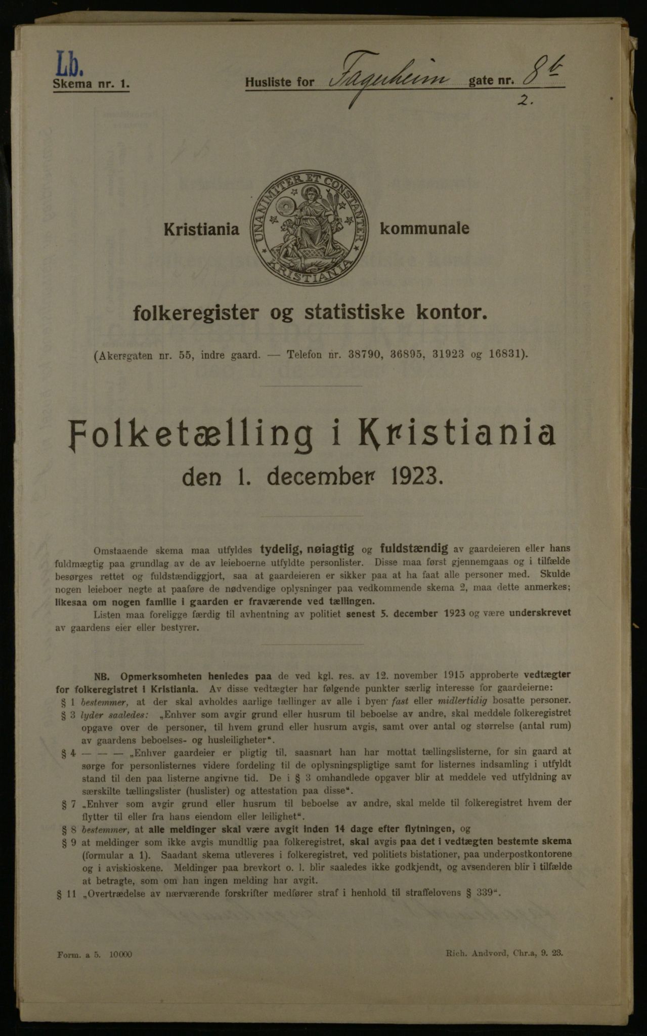 OBA, Kommunal folketelling 1.12.1923 for Kristiania, 1923, s. 26060