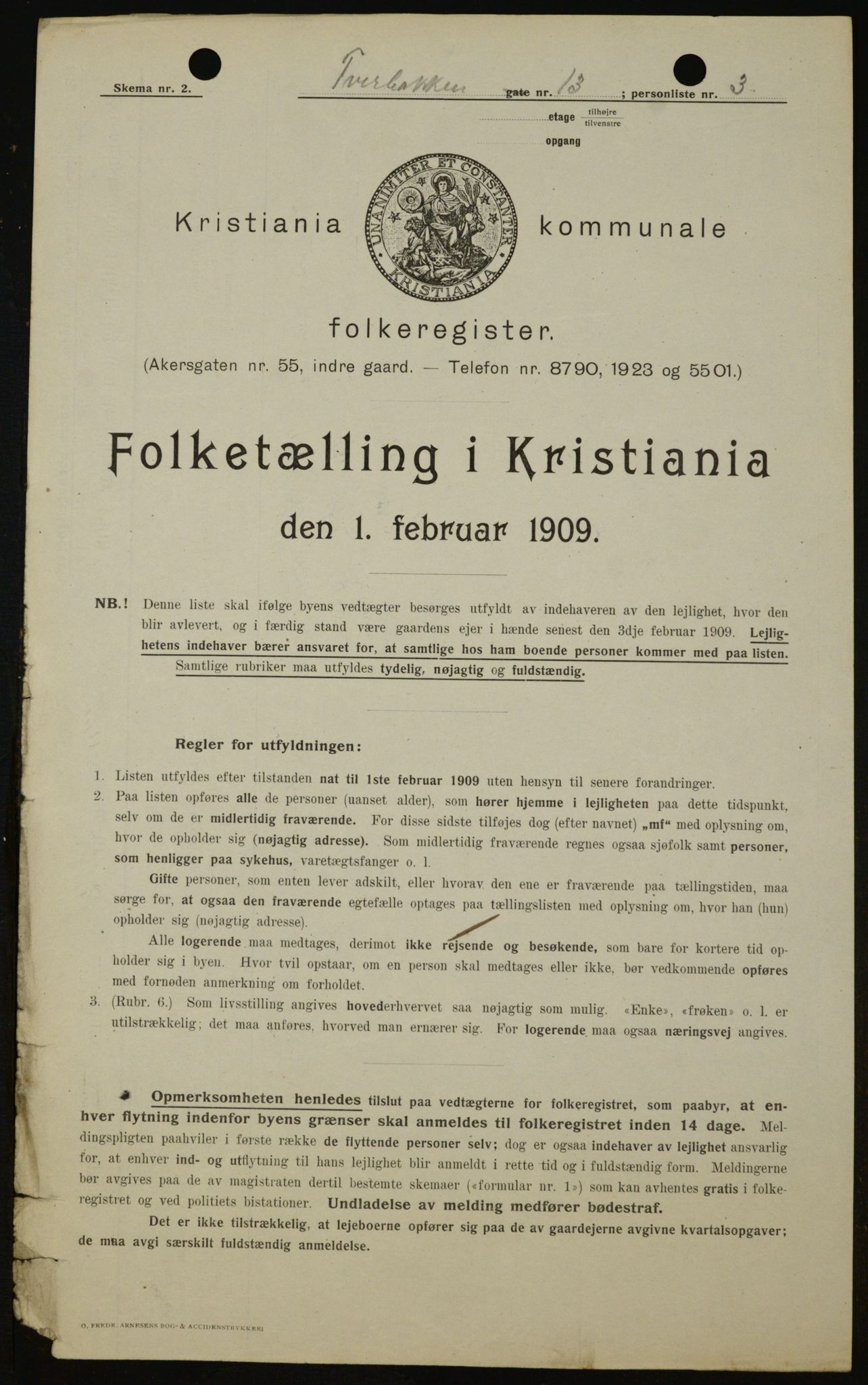 OBA, Kommunal folketelling 1.2.1909 for Kristiania kjøpstad, 1909, s. 106506