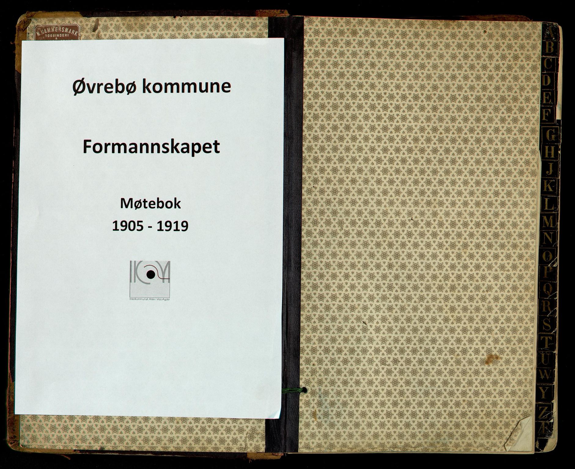 Øvrebø kommune - Formannskapet, IKAV/1014ØV120/A/L0002: Møtebok (d), 1905-1919