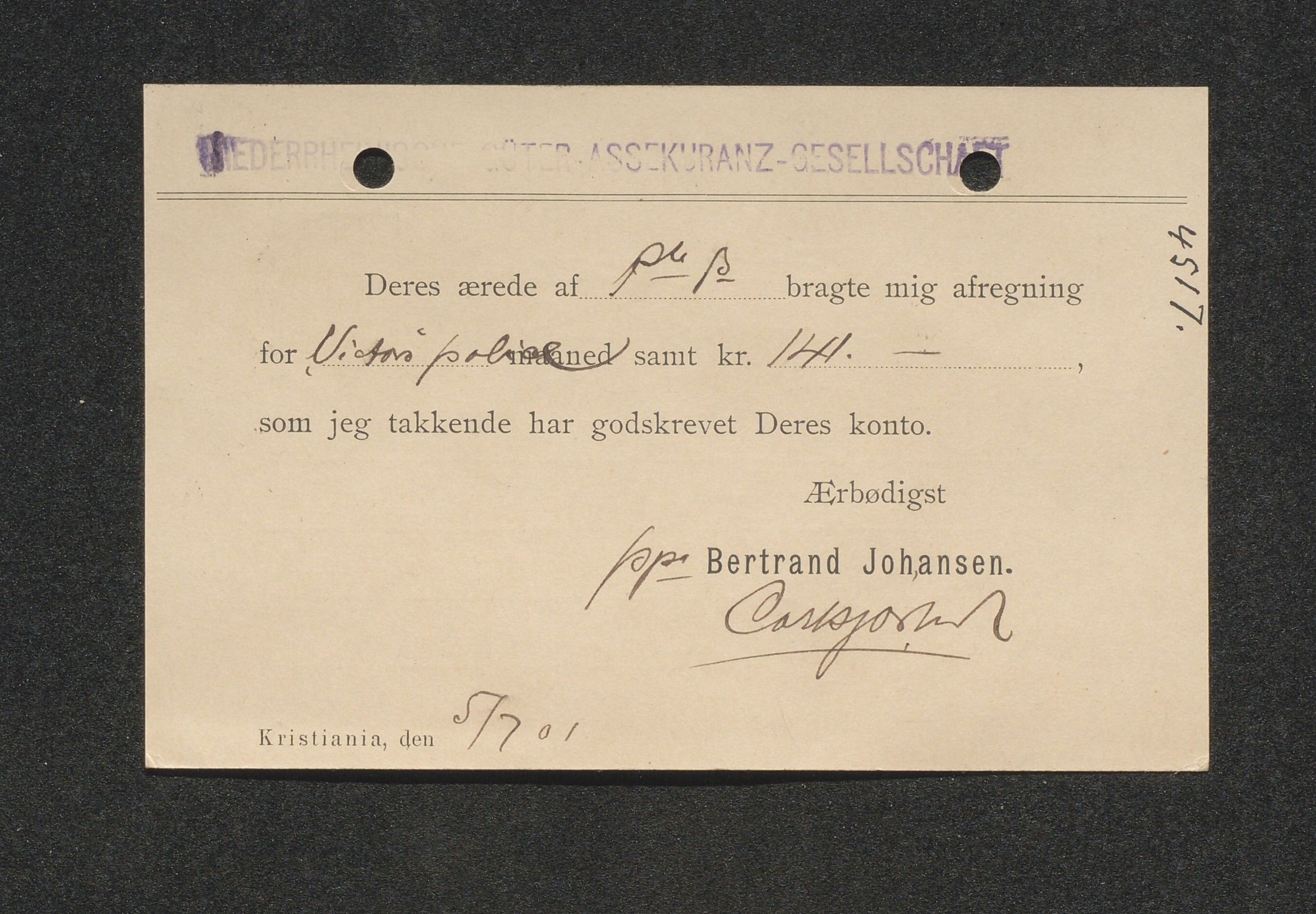 O. Terjesens rederi, AAKS/PA-2525/E/E01/L0009: Korrespondanse, 1901