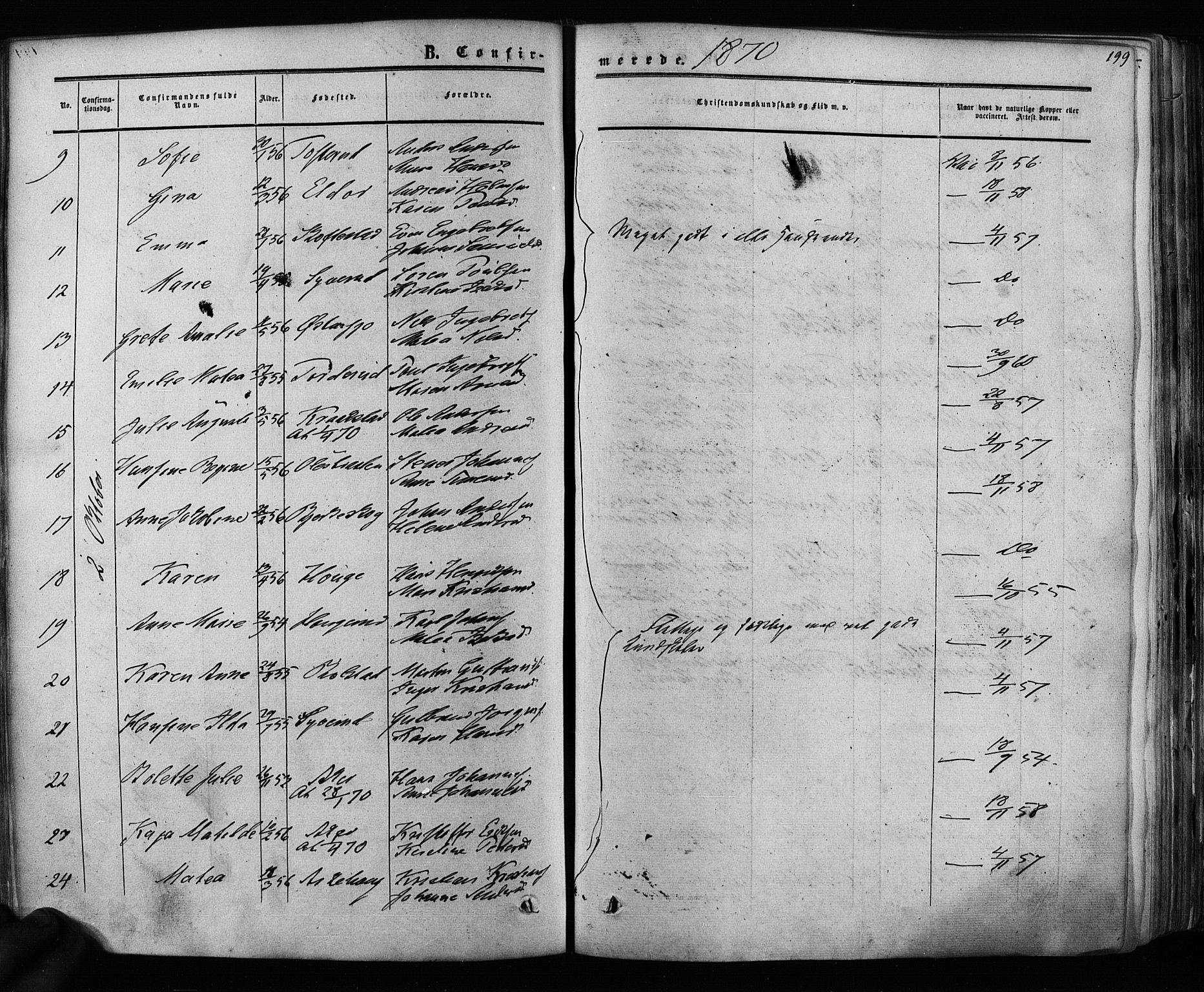 Ås prestekontor Kirkebøker, AV/SAO-A-10894/F/Fa/L0007: Ministerialbok nr. I 7, 1854-1870, s. 199