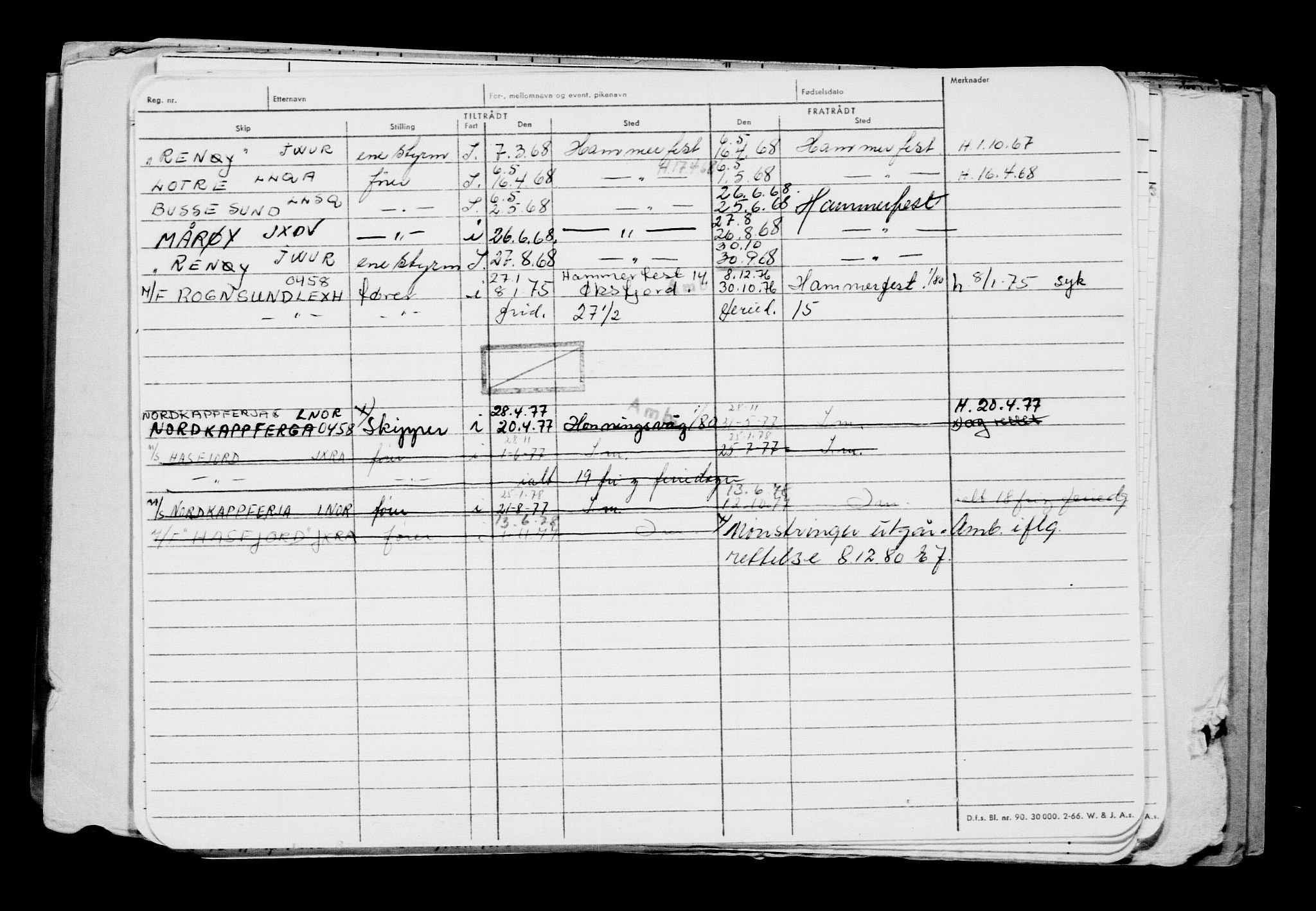 Direktoratet for sjømenn, AV/RA-S-3545/G/Gb/L0180: Hovedkort, 1920, s. 166