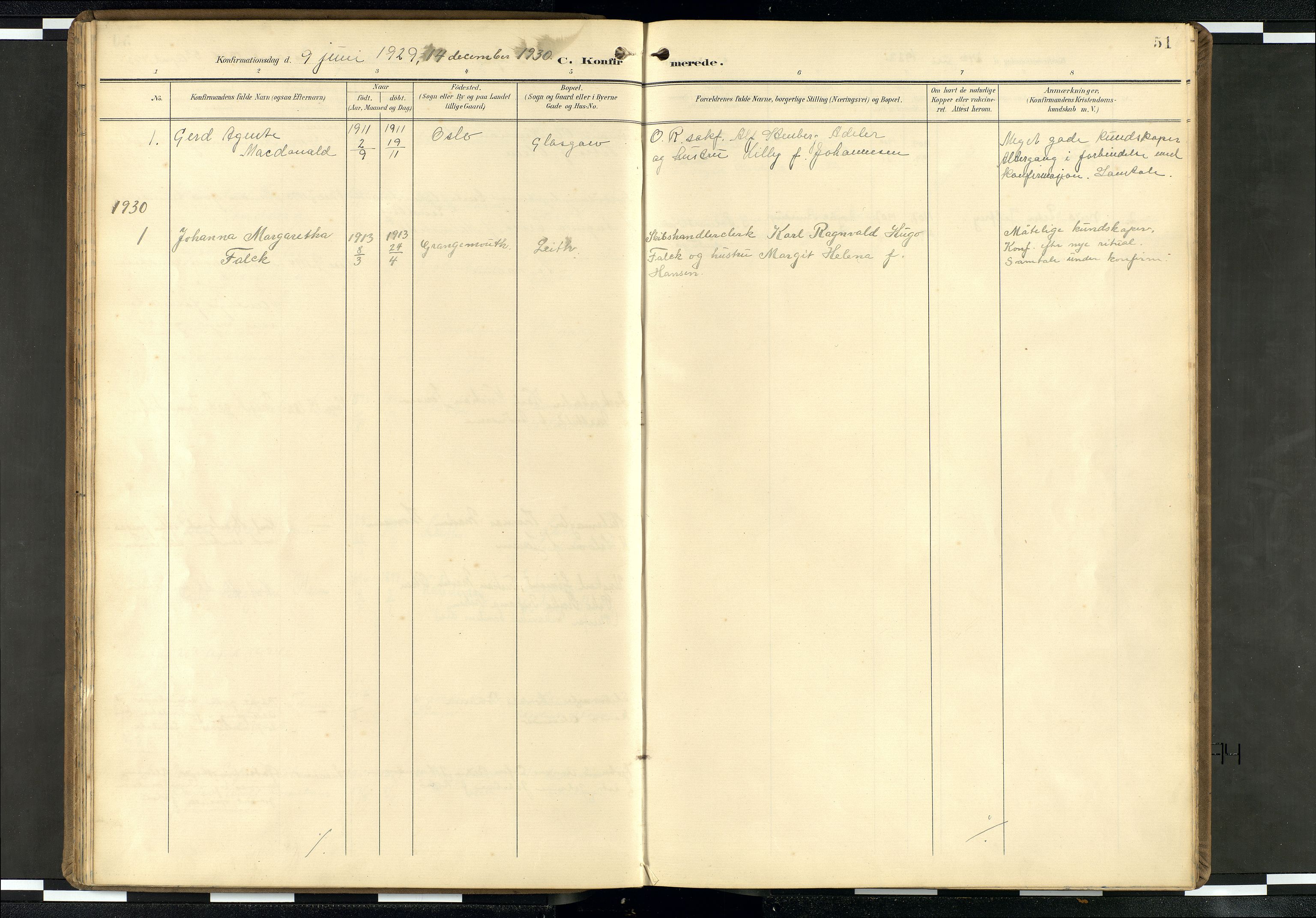 Den norske sjømannsmisjon i utlandet/Skotske havner (Leith, Glasgow), SAB/SAB/PA-0100/H/Ha/Haa/L0004: Ministerialbok nr. A 4, 1899-1949, s. 50b-51a