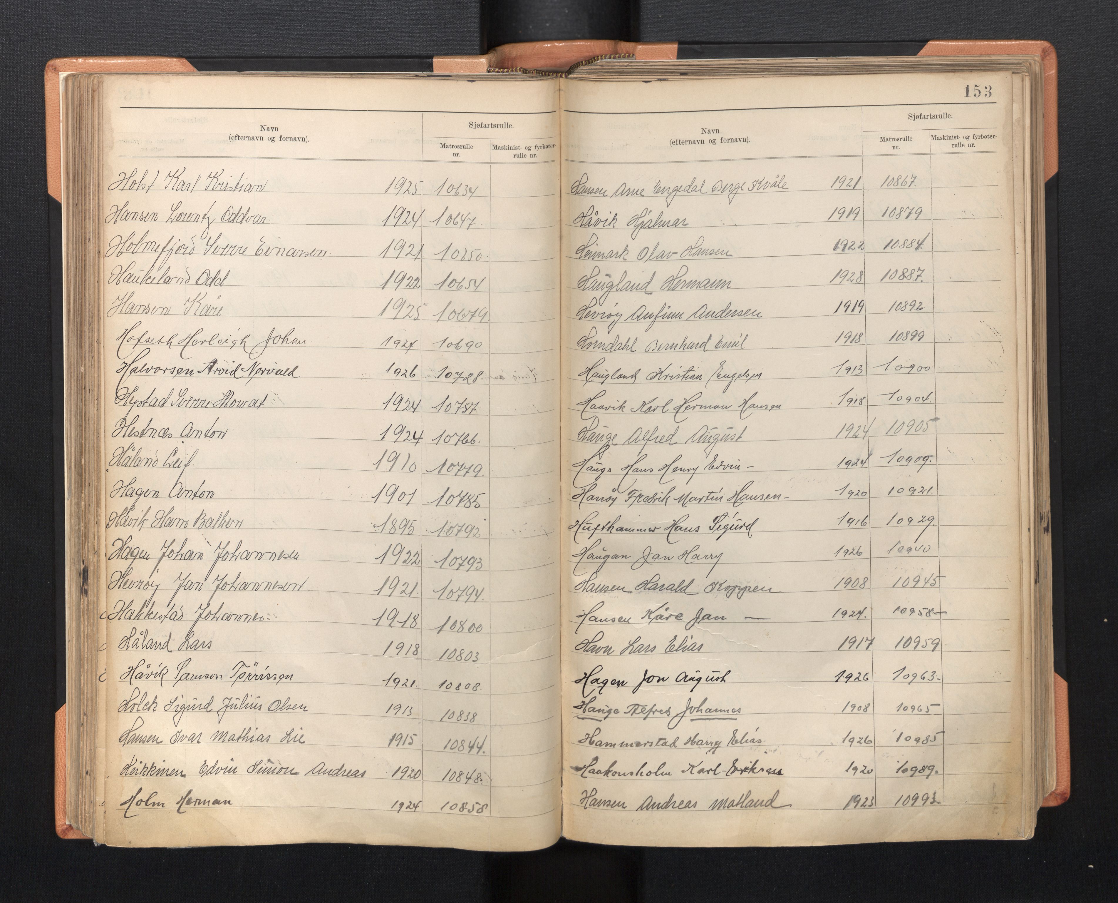 Innrulleringssjefen i Bergen, AV/SAB-A-100050/F/Fa/L0005: Register til sjøfartsrulle, Mønstringssjefen i Bergen, 1926-1948