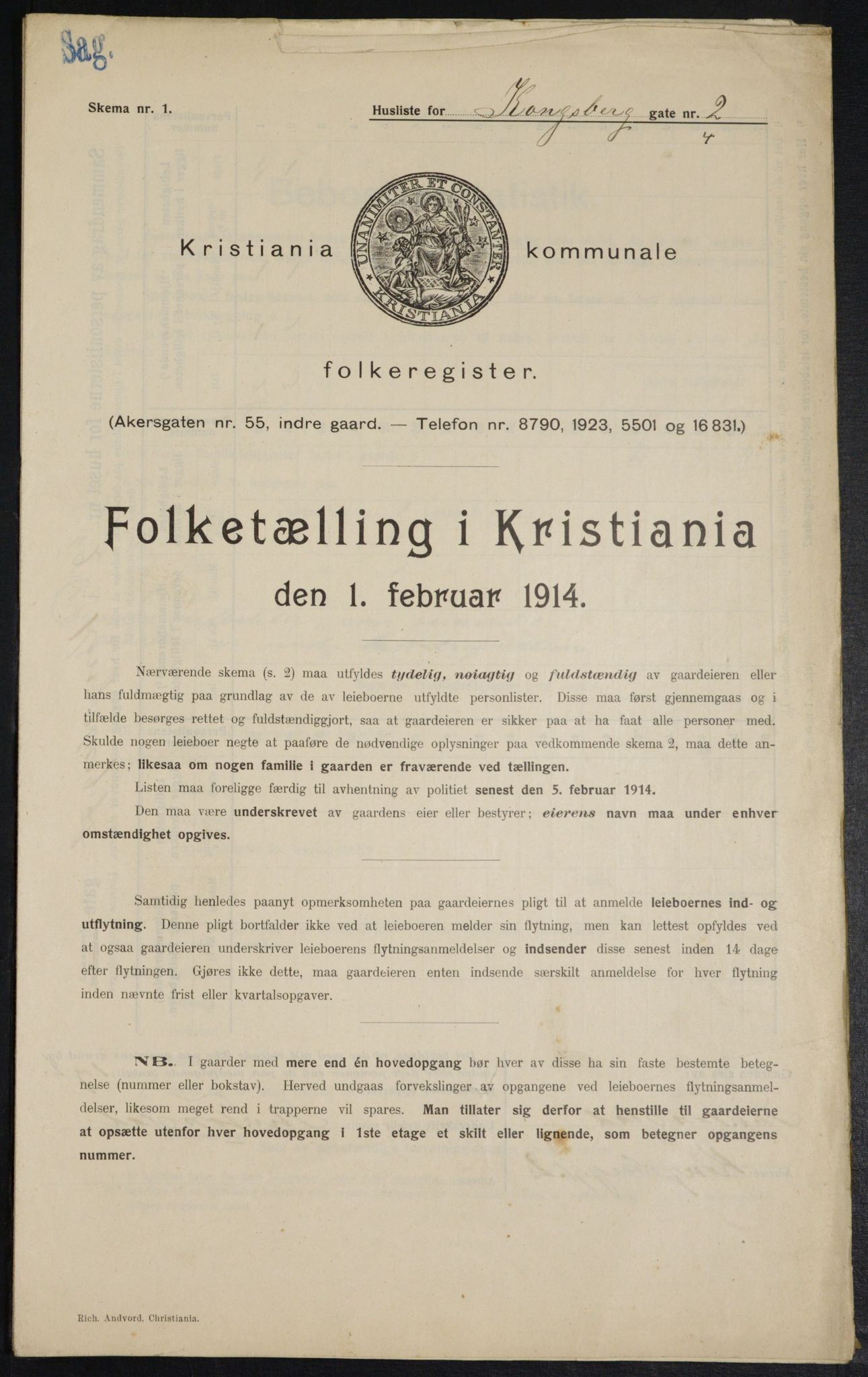 OBA, Kommunal folketelling 1.2.1914 for Kristiania, 1914, s. 52588