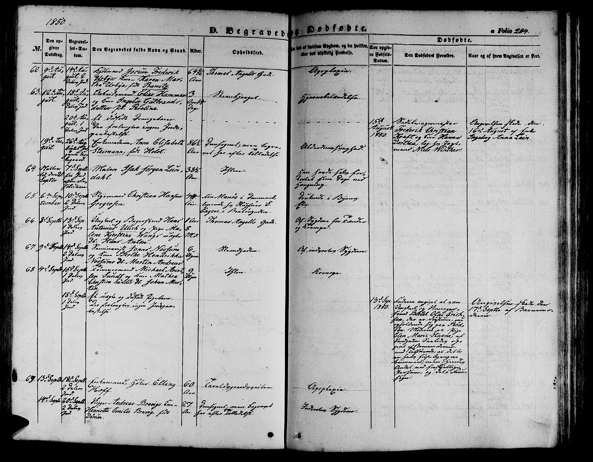 Ministerialprotokoller, klokkerbøker og fødselsregistre - Sør-Trøndelag, SAT/A-1456/602/L0137: Klokkerbok nr. 602C05, 1846-1856, s. 284