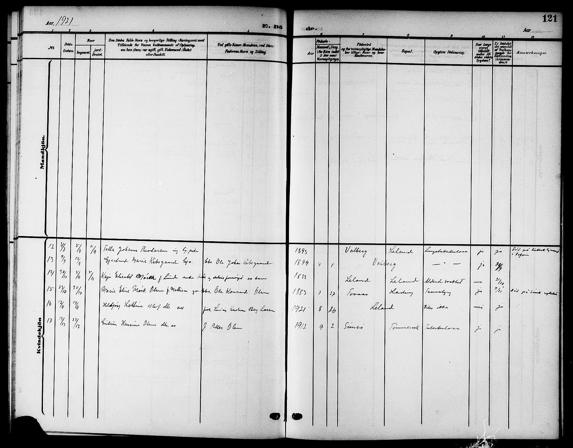 Ministerialprotokoller, klokkerbøker og fødselsregistre - Nordland, SAT/A-1459/832/L0494: Klokkerbok nr. 832C01, 1906-1922, s. 121