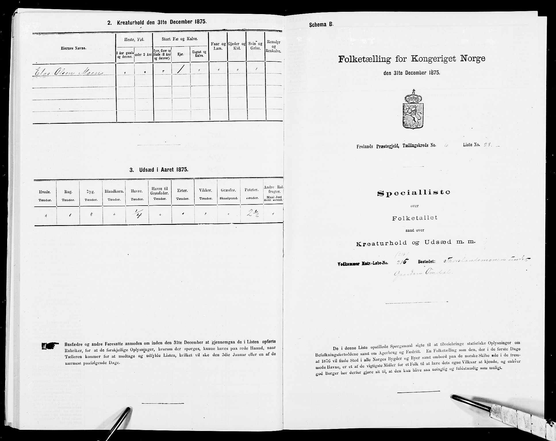 SAK, Folketelling 1875 for 0919P Froland prestegjeld, 1875, s. 632