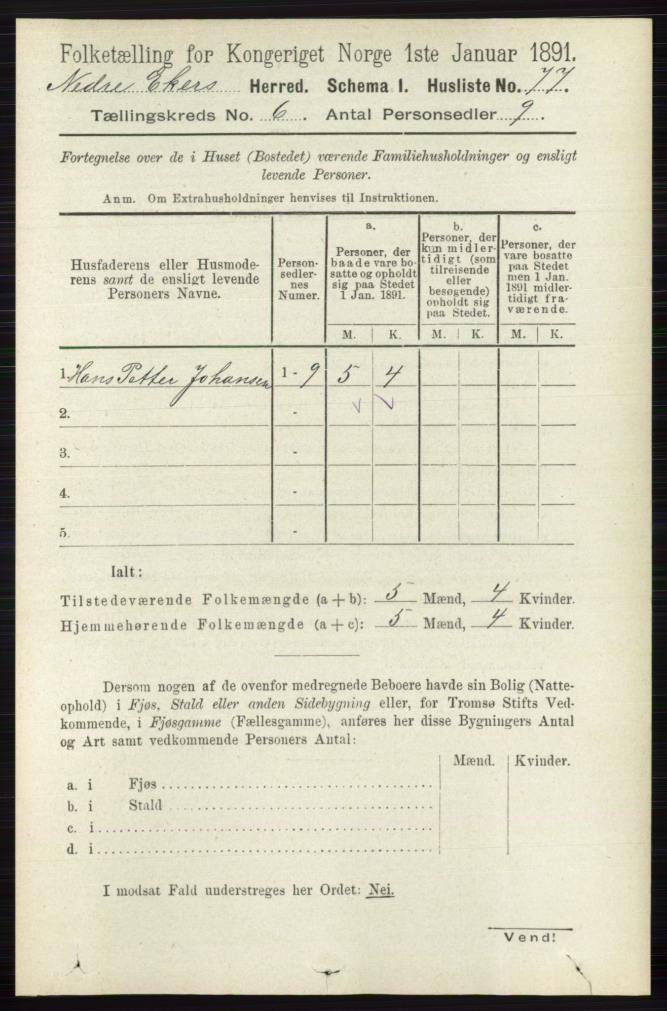 RA, Folketelling 1891 for 0625 Nedre Eiker herred, 1891, s. 2881