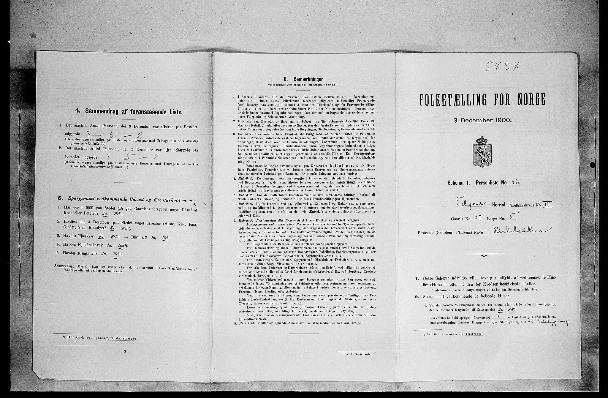 SAH, Folketelling 1900 for 0436 Tolga herred, 1900, s. 378