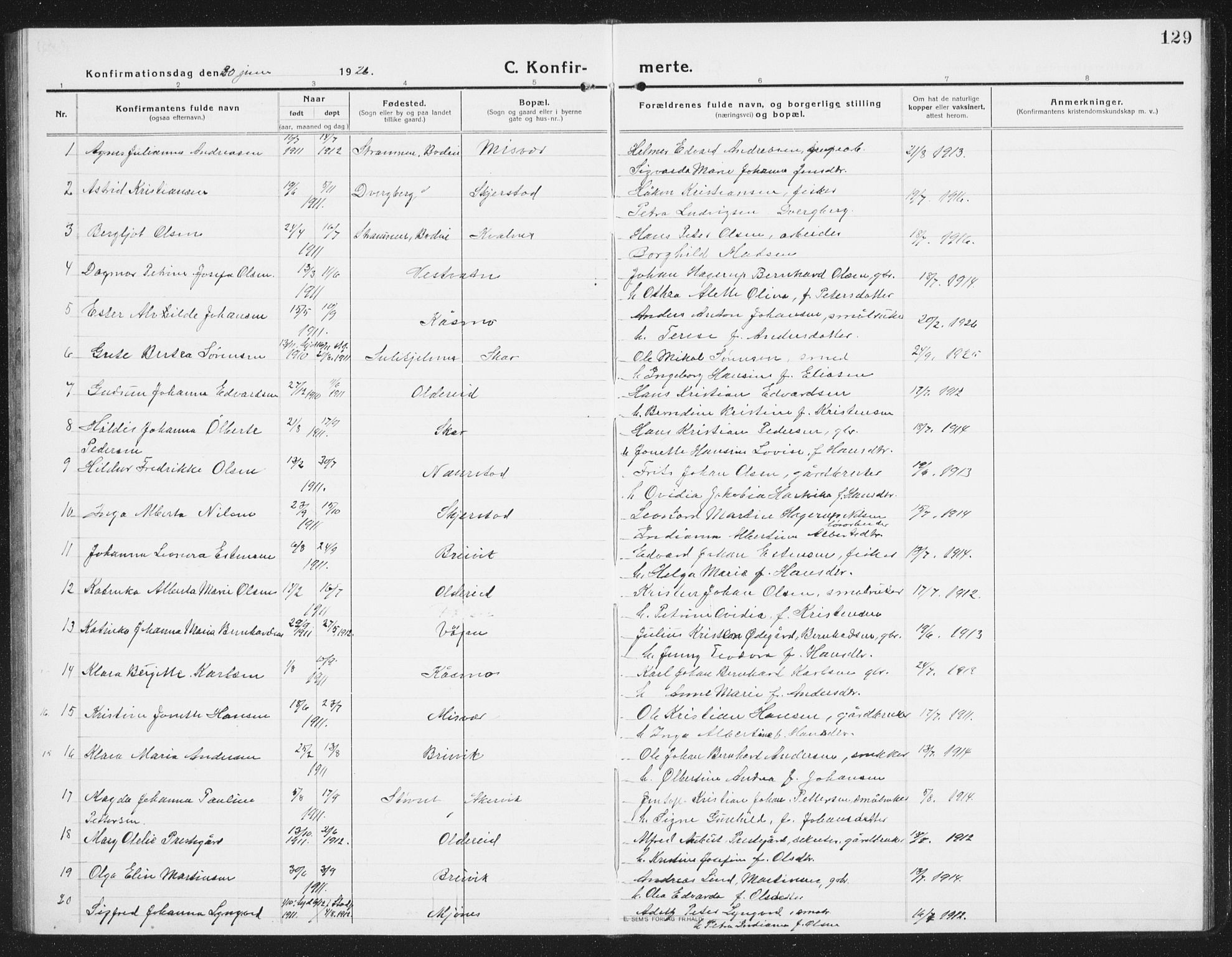 Ministerialprotokoller, klokkerbøker og fødselsregistre - Nordland, AV/SAT-A-1459/852/L0757: Klokkerbok nr. 852C08, 1916-1934, s. 129