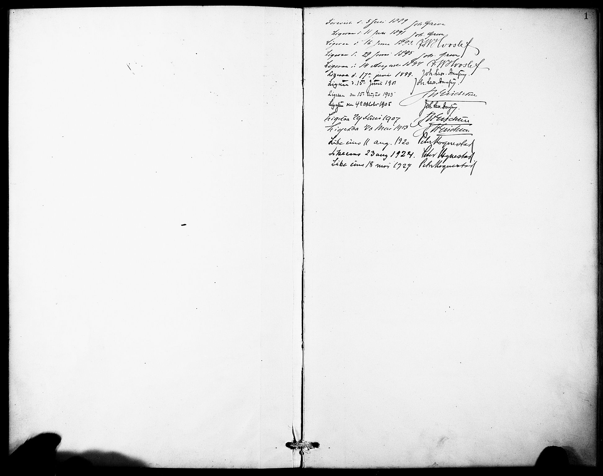 Aurland sokneprestembete, AV/SAB-A-99937/H/Hb/Hbb/L0002: Klokkerbok nr. B 2, 1887-1929, s. 1