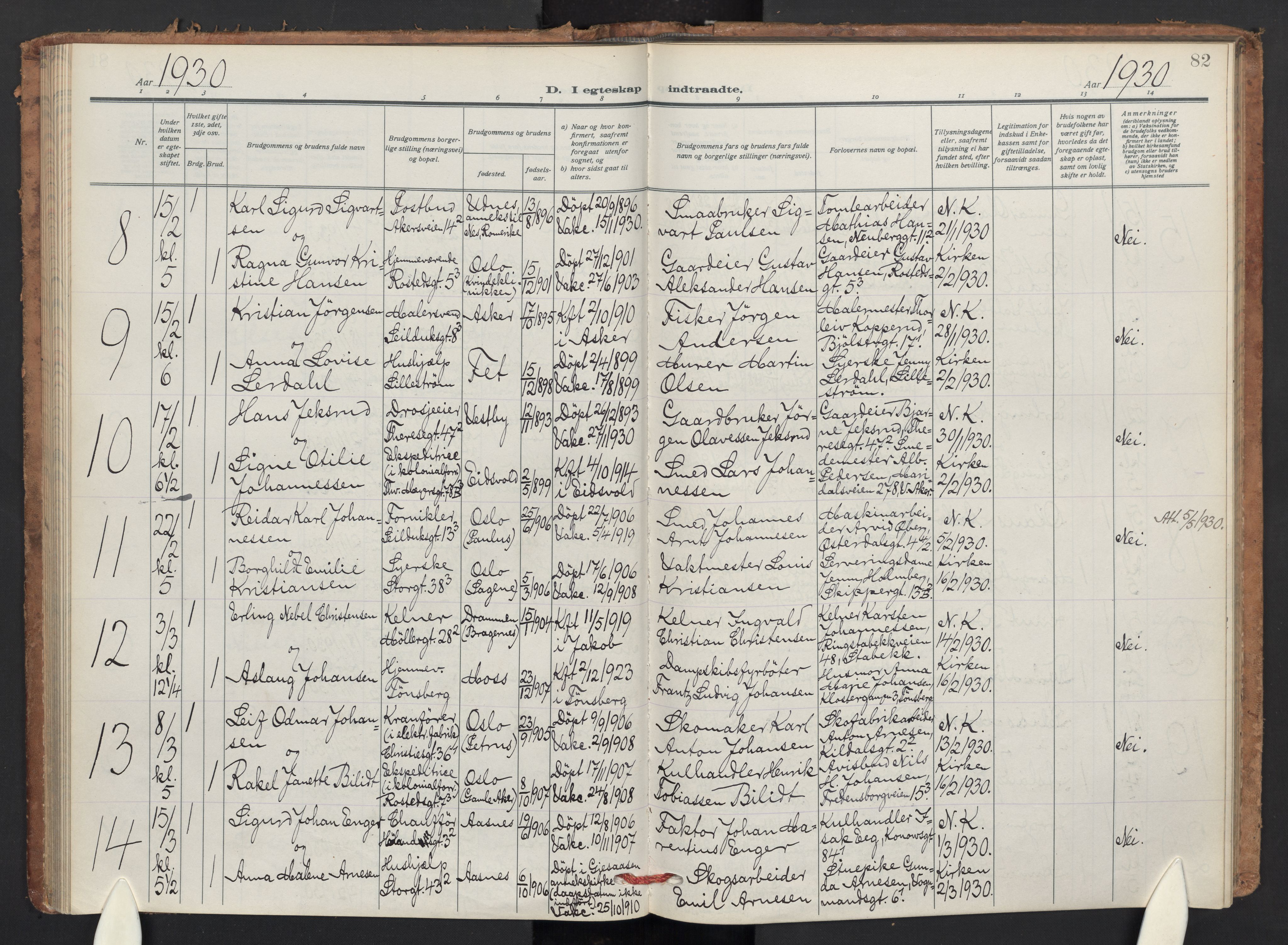 Jakob prestekontor Kirkebøker, AV/SAO-A-10850/F/Fa/L0018: Ministerialbok nr. 18, 1923-1936, s. 82