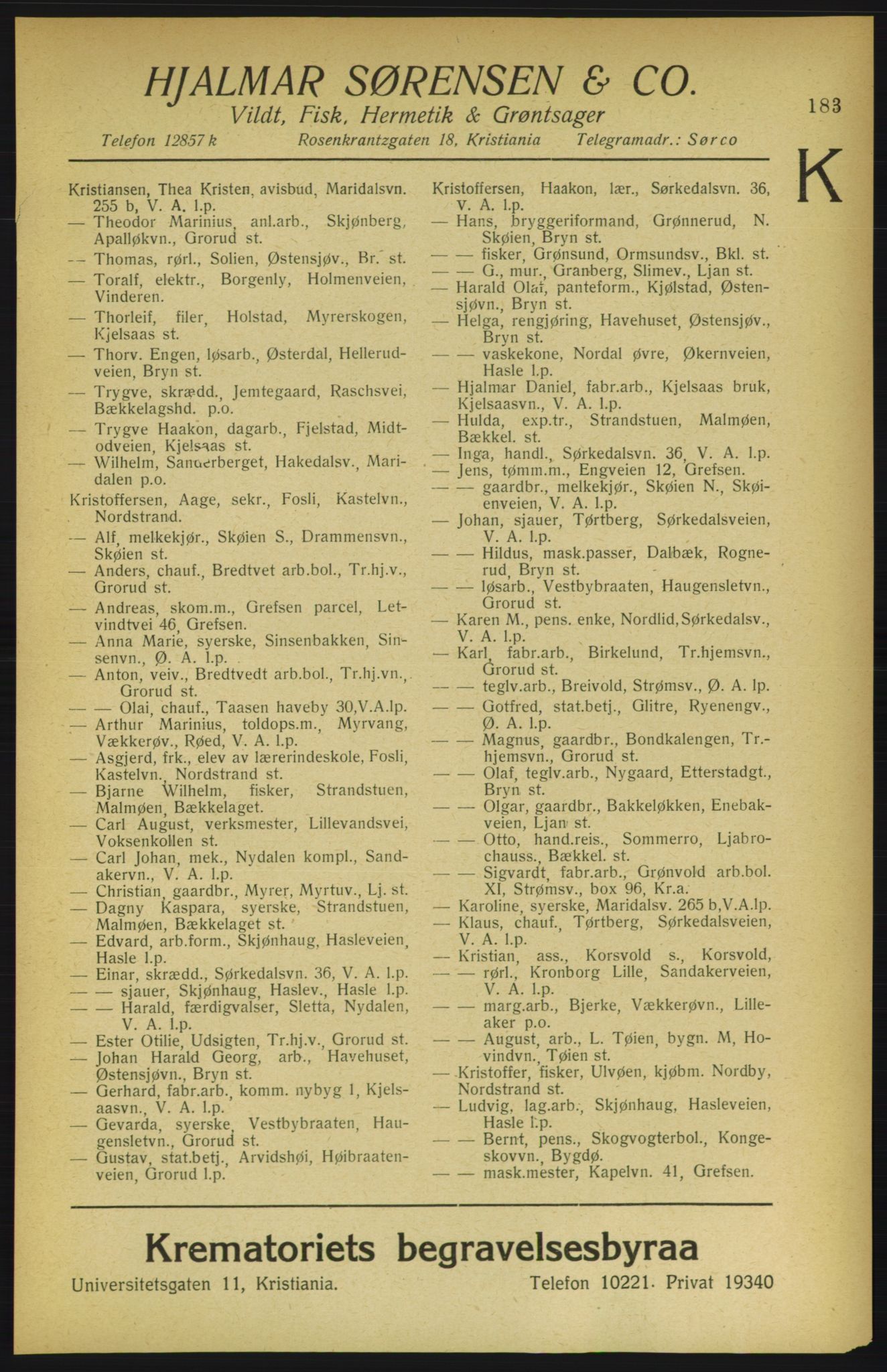 Aker adressebok/adressekalender, PUBL/001/A/002: Akers adressekalender, 1922, s. 183