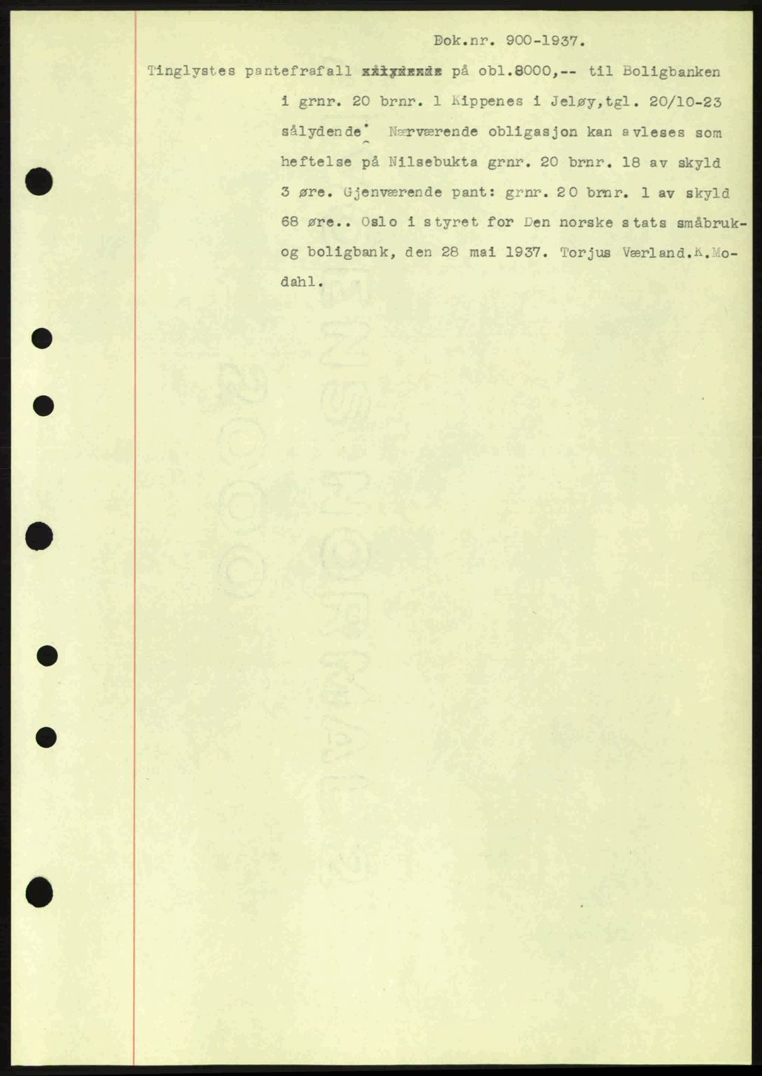 Moss sorenskriveri, SAO/A-10168: Pantebok nr. B3, 1937-1937, Dagboknr: 900/1937