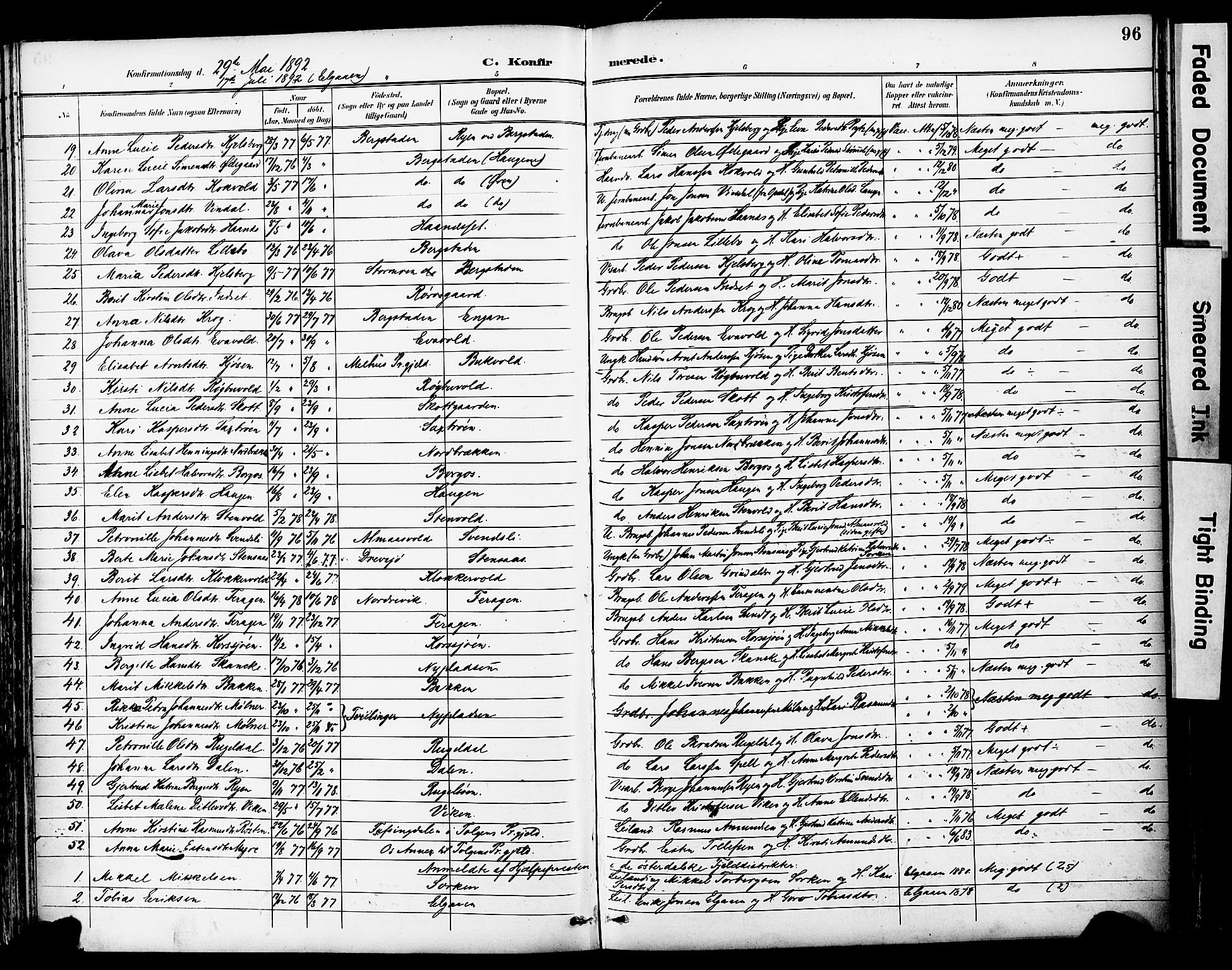 Ministerialprotokoller, klokkerbøker og fødselsregistre - Sør-Trøndelag, AV/SAT-A-1456/681/L0935: Ministerialbok nr. 681A13, 1890-1898, s. 96