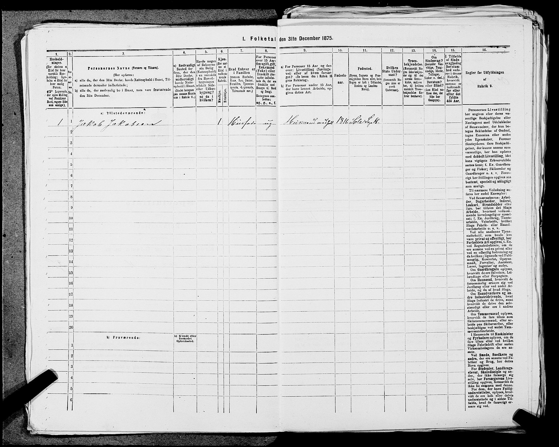 SAST, Folketelling 1875 for 1124P Håland prestegjeld, 1875, s. 247