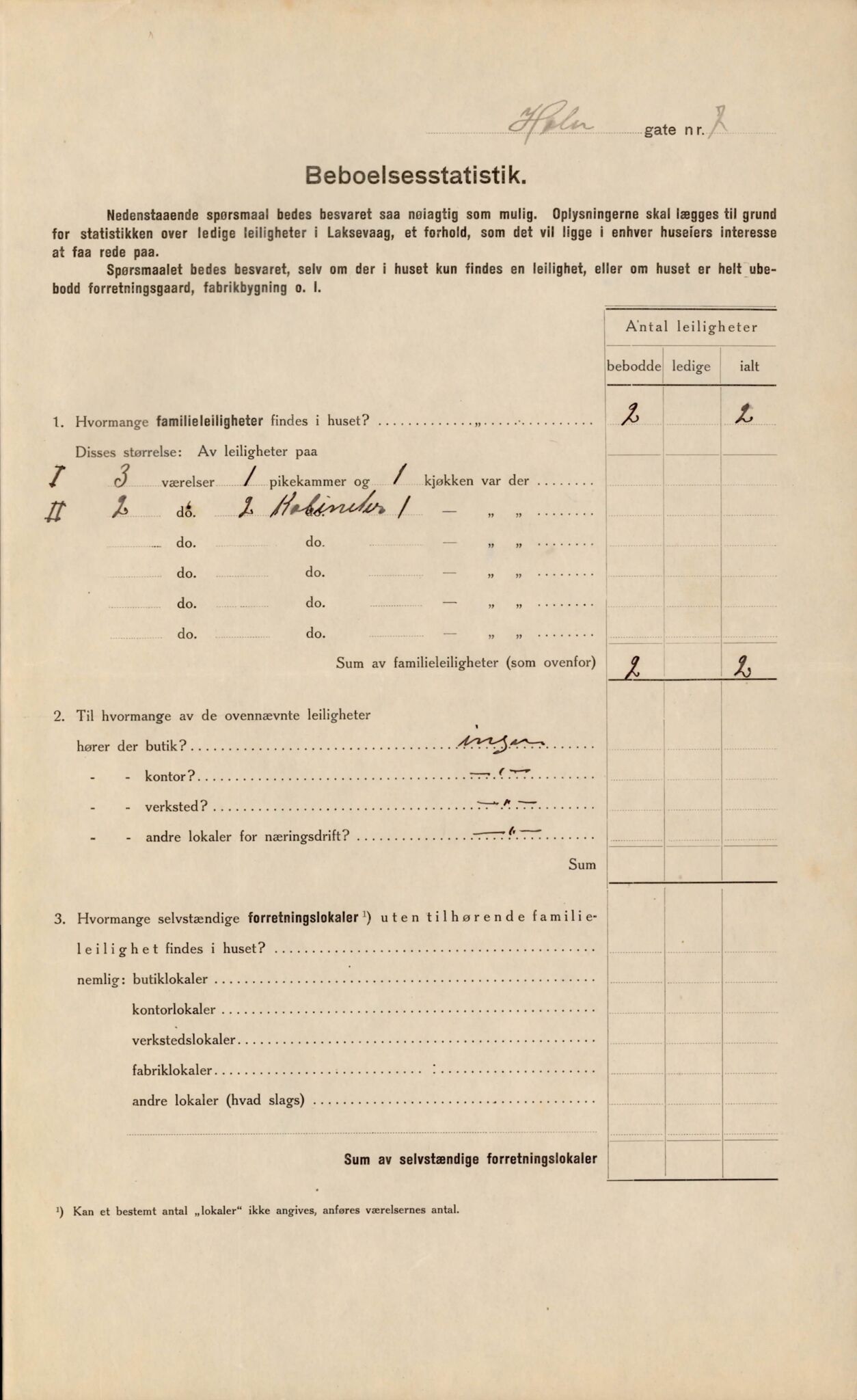 Laksevåg kommune. Folkeregisteret, BBA/A-1586/E/Ea/L0003: Folketellingskjema 1920, 1920