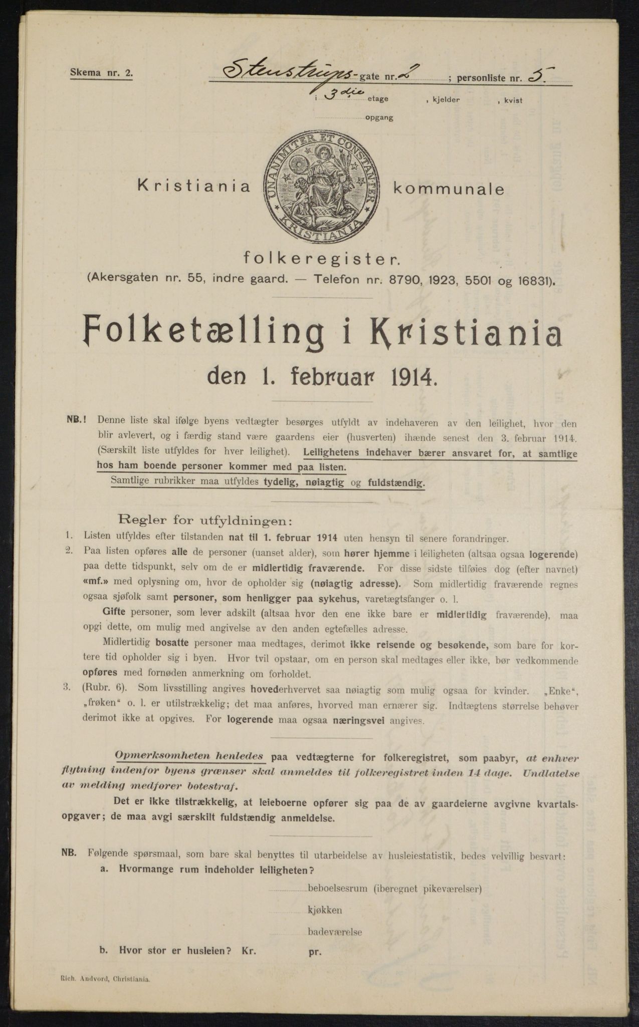 OBA, Kommunal folketelling 1.2.1914 for Kristiania, 1914, s. 100817