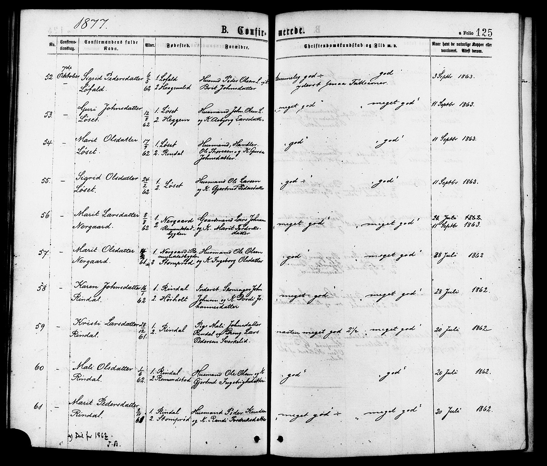 Ministerialprotokoller, klokkerbøker og fødselsregistre - Møre og Romsdal, SAT/A-1454/598/L1068: Ministerialbok nr. 598A02, 1872-1881, s. 125