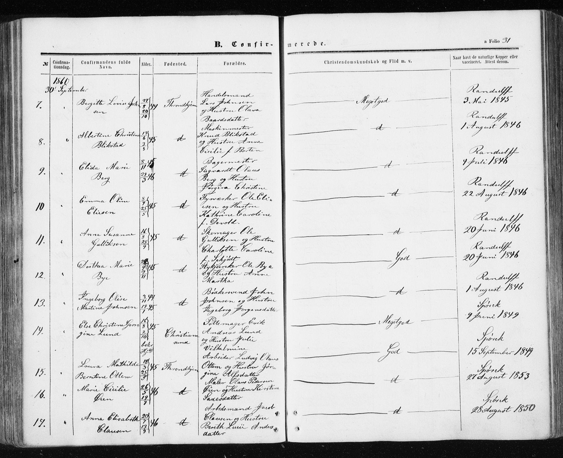 Ministerialprotokoller, klokkerbøker og fødselsregistre - Sør-Trøndelag, SAT/A-1456/601/L0053: Ministerialbok nr. 601A21, 1857-1865, s. 31
