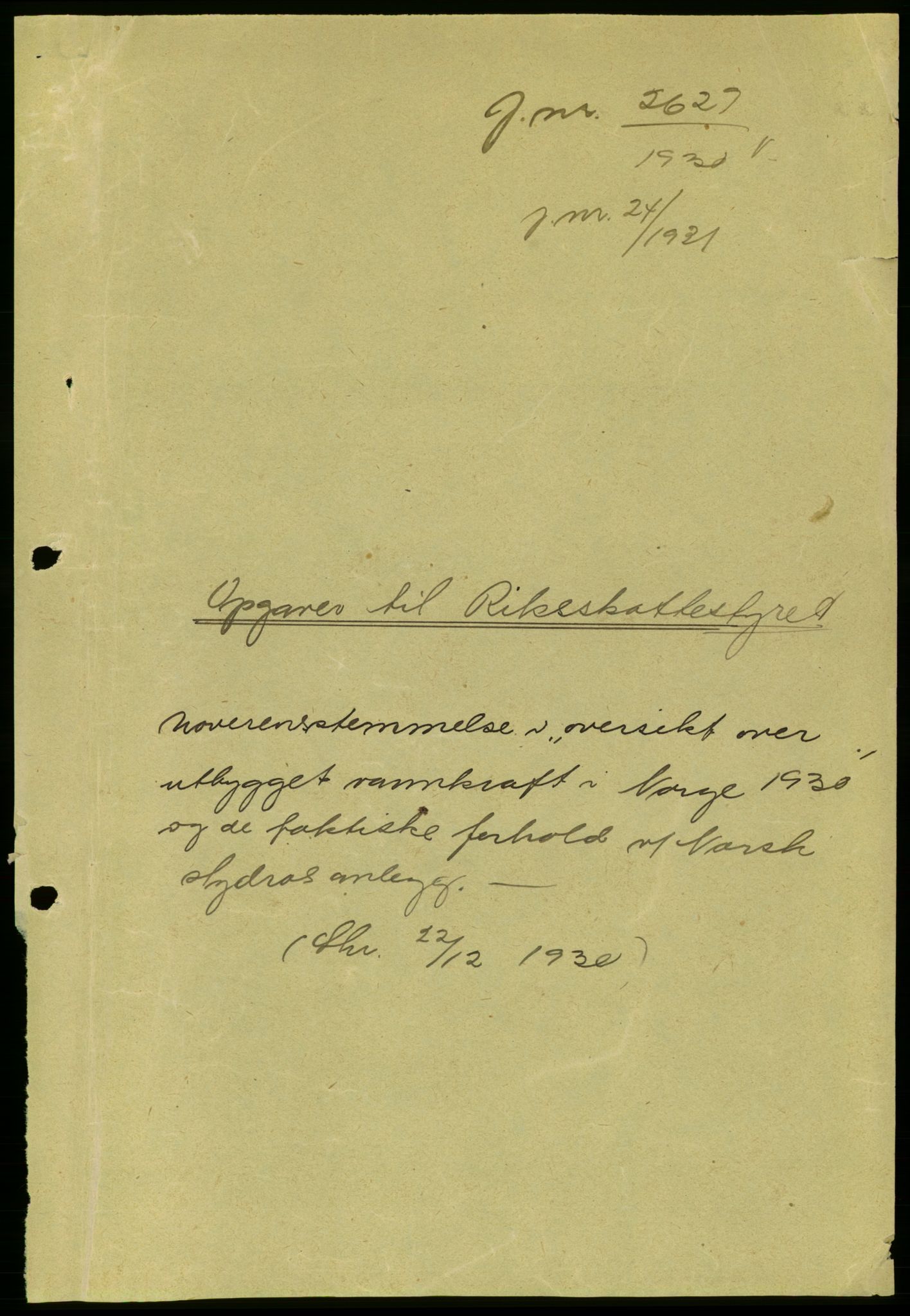 Vassdragsdirektoratet/avdelingen, RA/S-6242/F/Fa/L0235/0002: Skiensvassdraget. Østfjeldske vassdrag / Møsvatns regulering, 1902-1930, s. 3