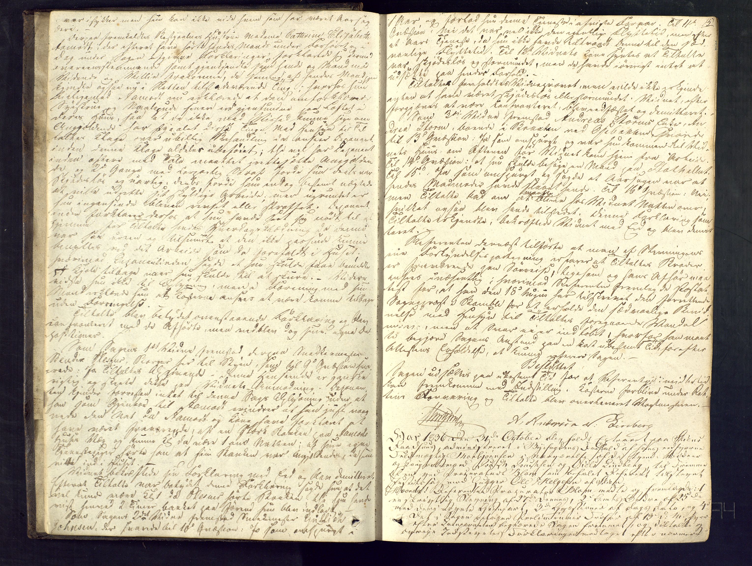 Skien byfogd, AV/SAKO-A-219/F/Fc/L0002: Sivil ekstrarettsprotokoll., 1836-1843, s. 14-15