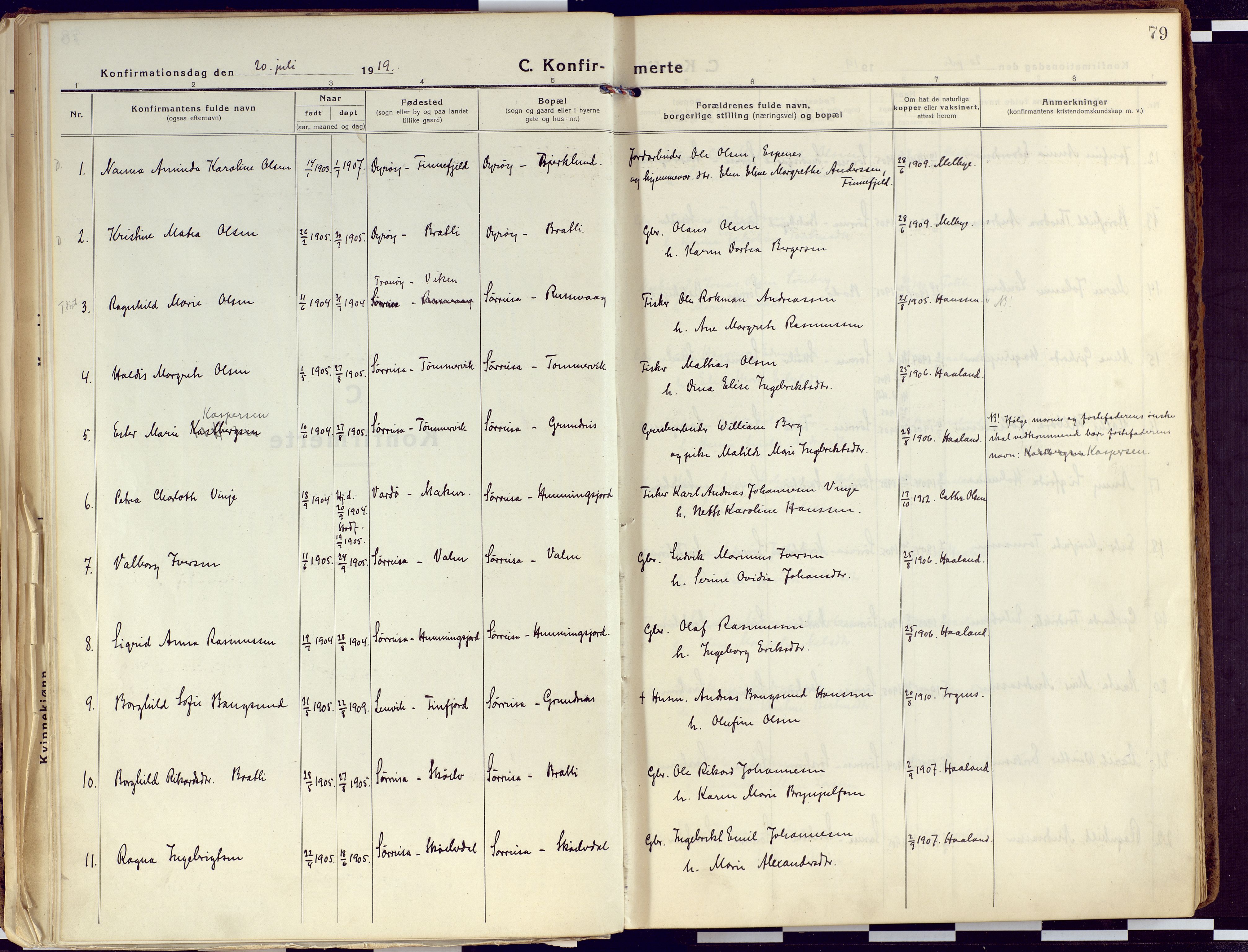 Tranøy sokneprestkontor, AV/SATØ-S-1313/I/Ia/Iaa/L0015kirke: Ministerialbok nr. 15, 1919-1928, s. 79