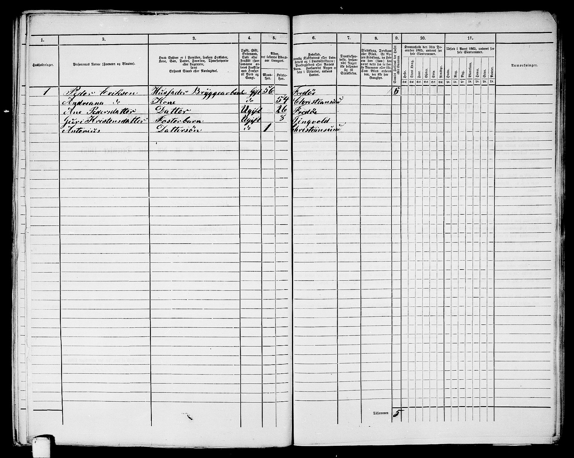 RA, Folketelling 1865 for 1503B Kristiansund prestegjeld, Kristiansund kjøpstad, 1865, s. 1048