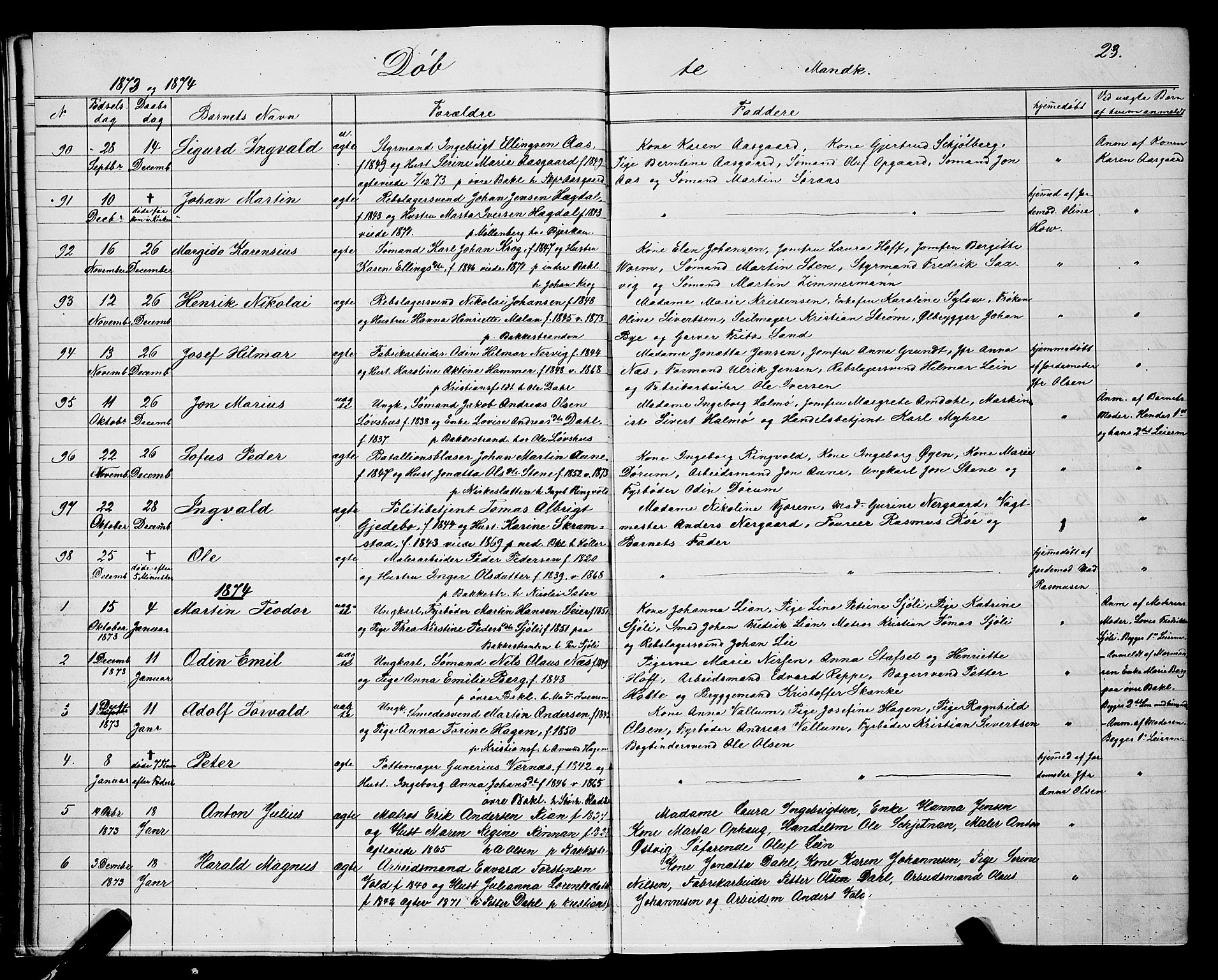 Ministerialprotokoller, klokkerbøker og fødselsregistre - Sør-Trøndelag, SAT/A-1456/604/L0220: Klokkerbok nr. 604C03, 1870-1885, s. 23
