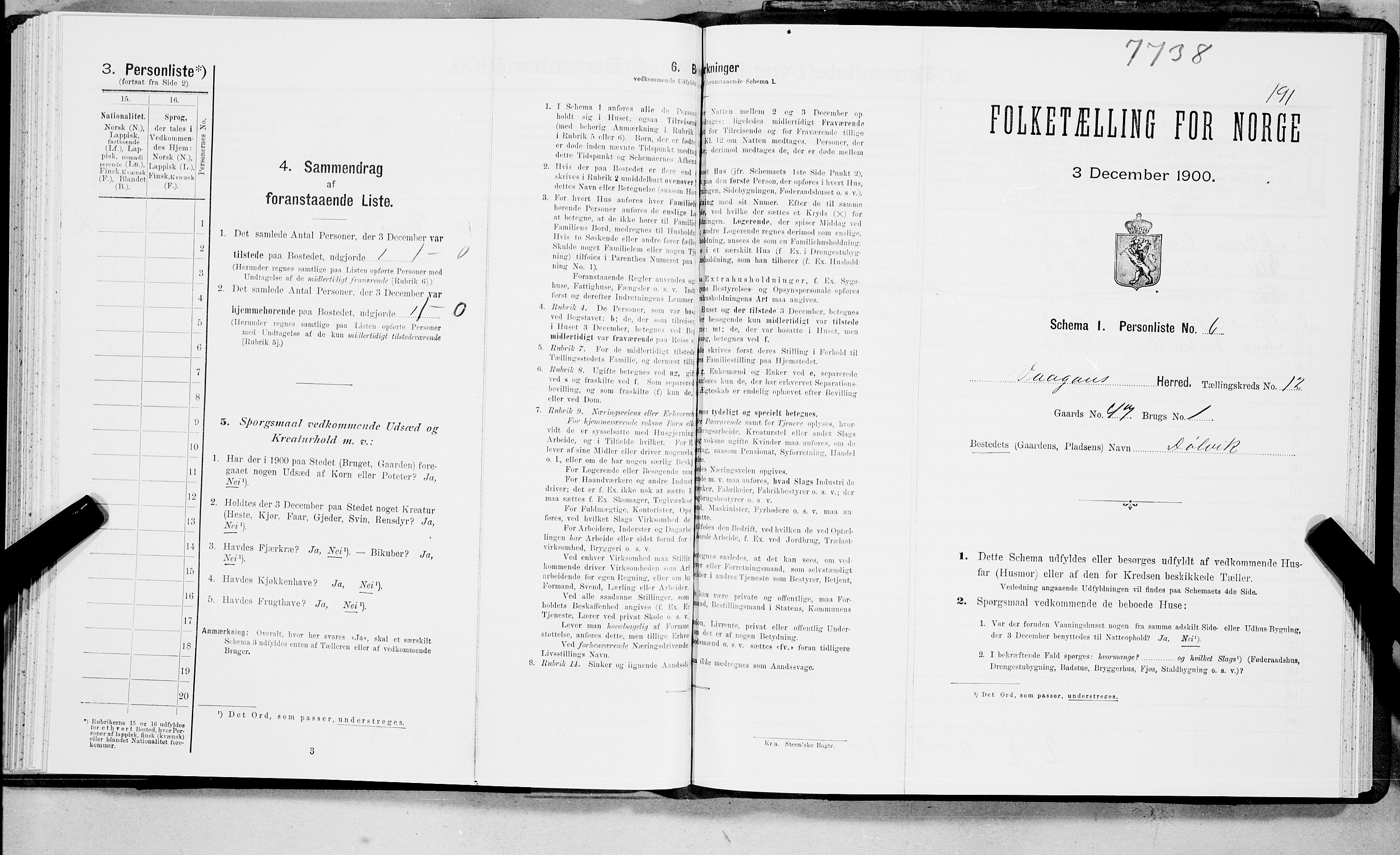 SAT, Folketelling 1900 for 1865 Vågan herred, 1900, s. 1406
