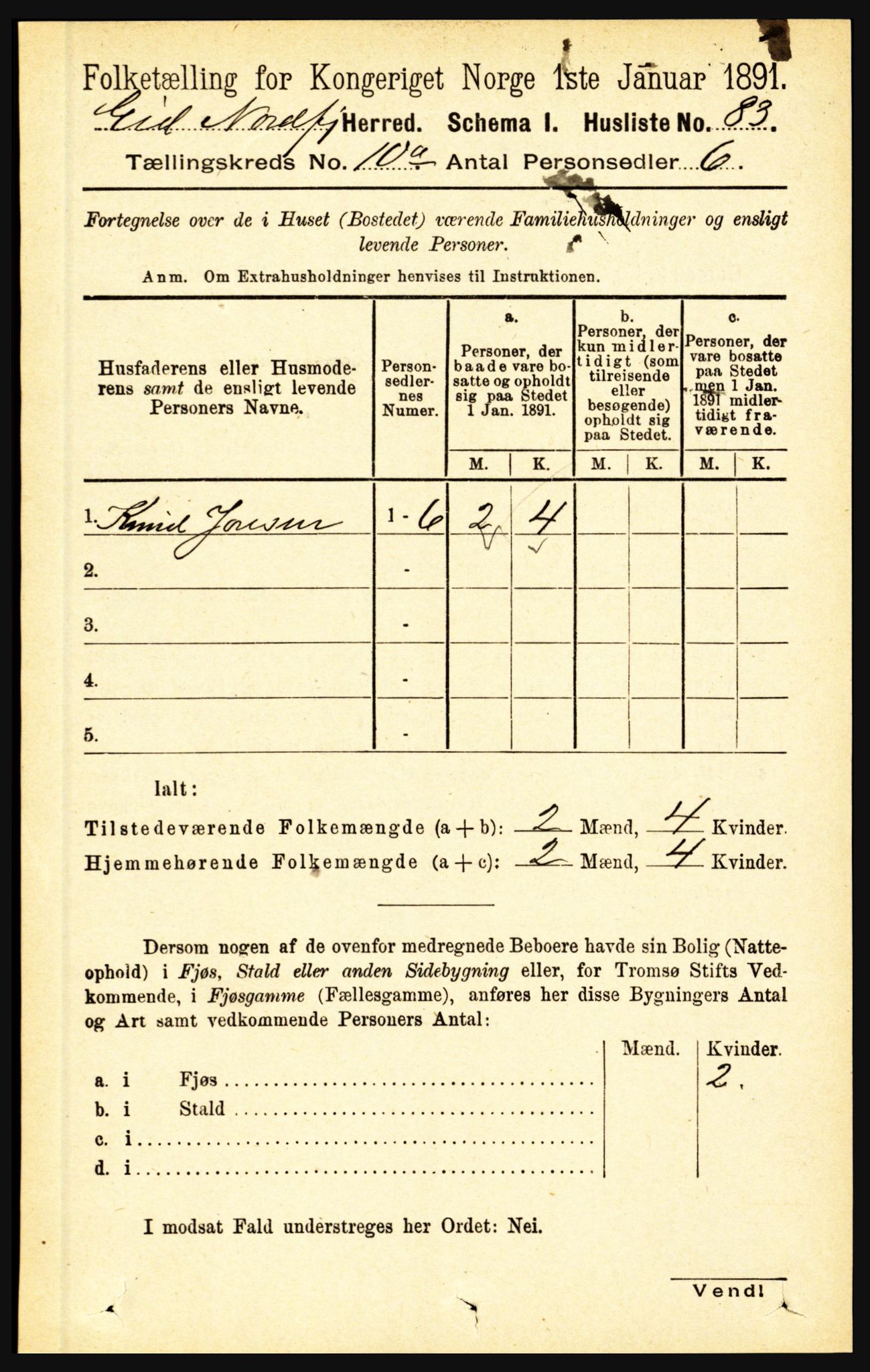 RA, Folketelling 1891 for 1443 Eid herred, 1891, s. 2816