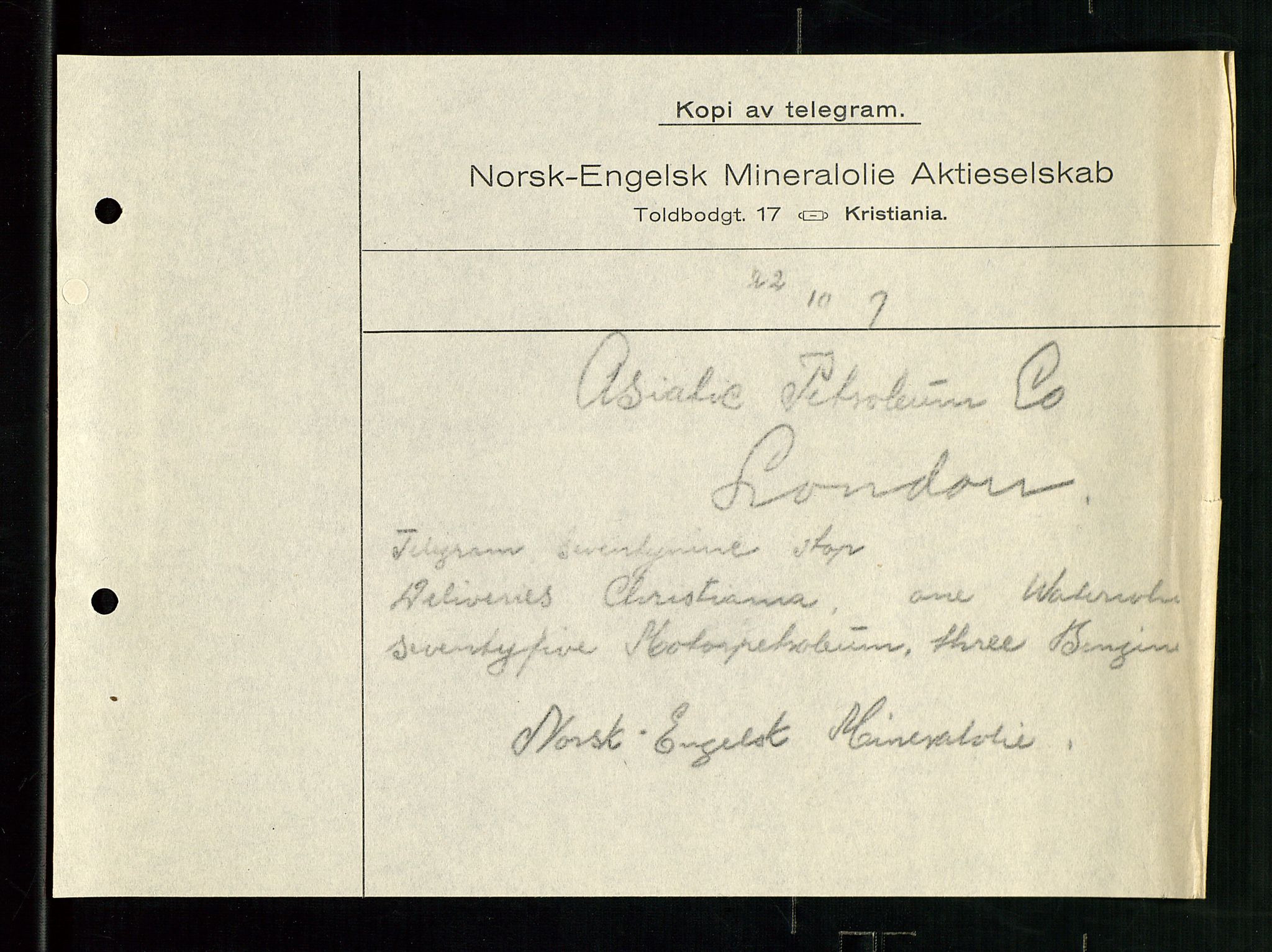 Pa 1521 - A/S Norske Shell, AV/SAST-A-101915/E/Ea/Eaa/L0001: Sjefskorrespondanse, 1917, s. 174