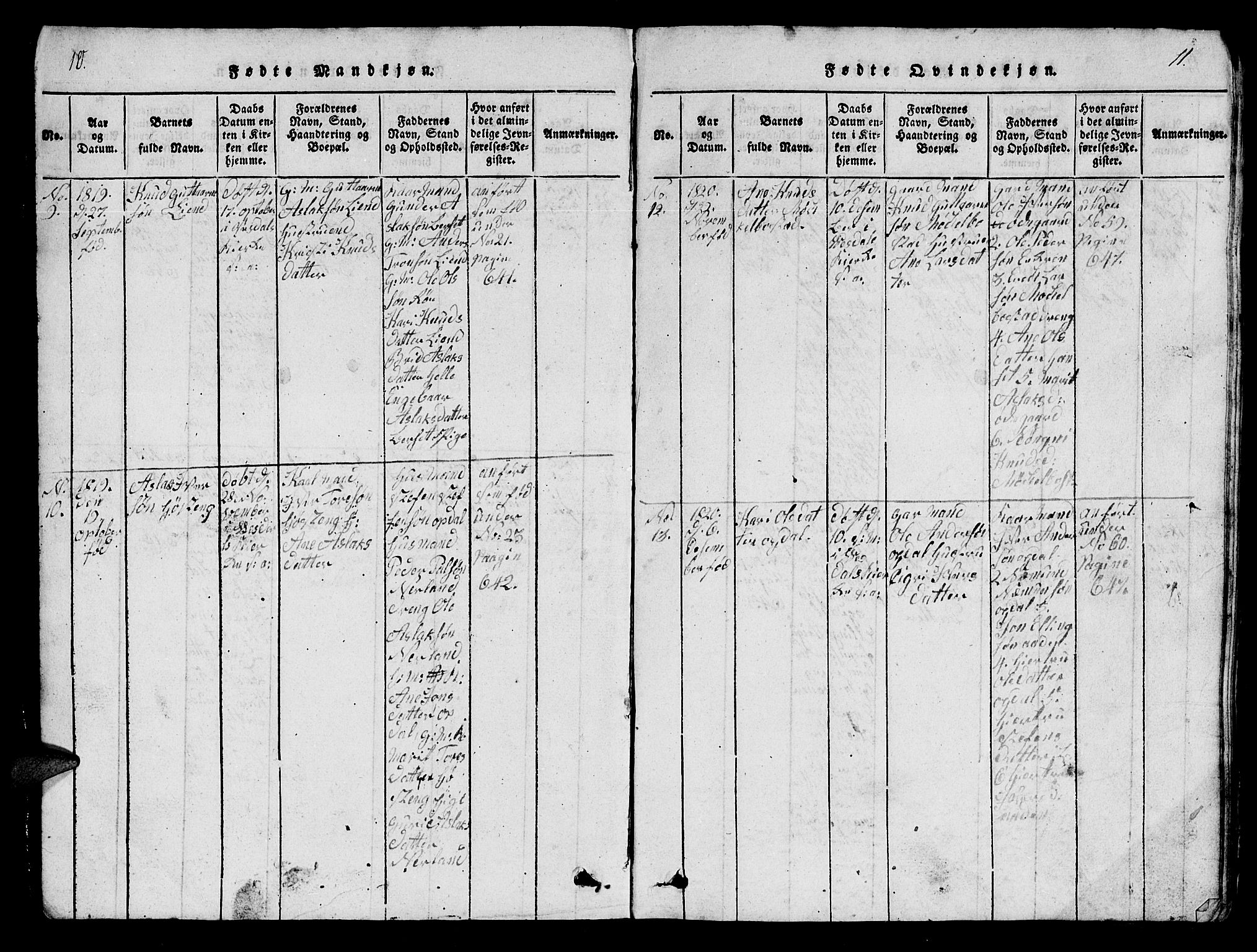 Ministerialprotokoller, klokkerbøker og fødselsregistre - Møre og Romsdal, AV/SAT-A-1454/554/L0644: Klokkerbok nr. 554C01, 1818-1851, s. 10-11