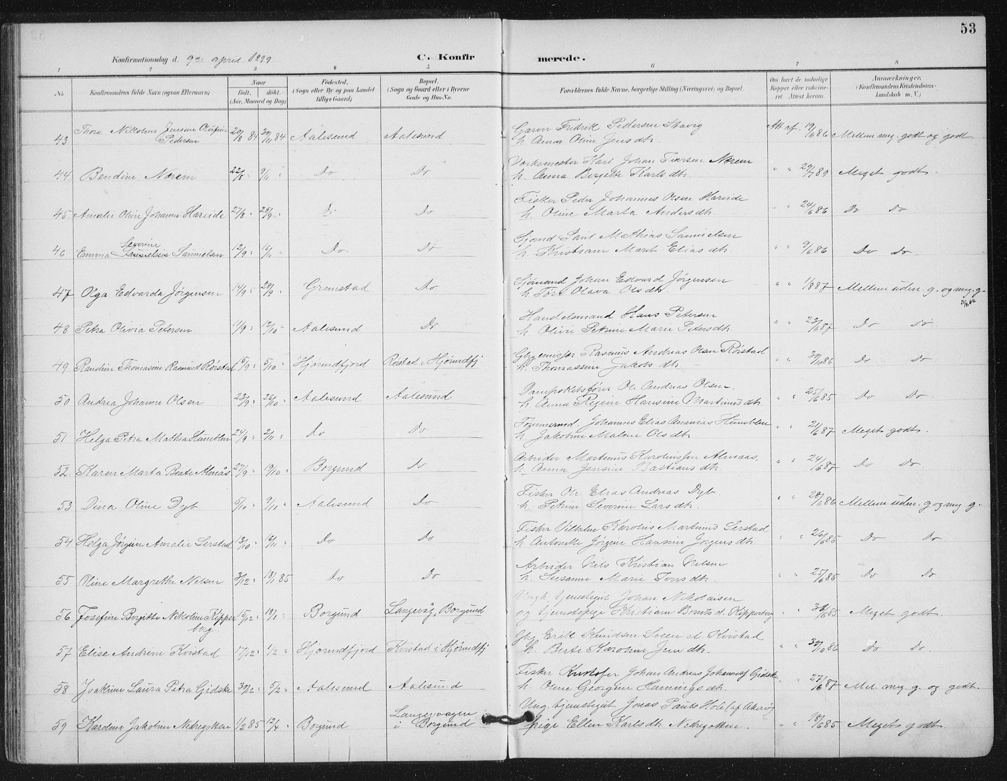 Ministerialprotokoller, klokkerbøker og fødselsregistre - Møre og Romsdal, SAT/A-1454/529/L0457: Ministerialbok nr. 529A07, 1894-1903, s. 53