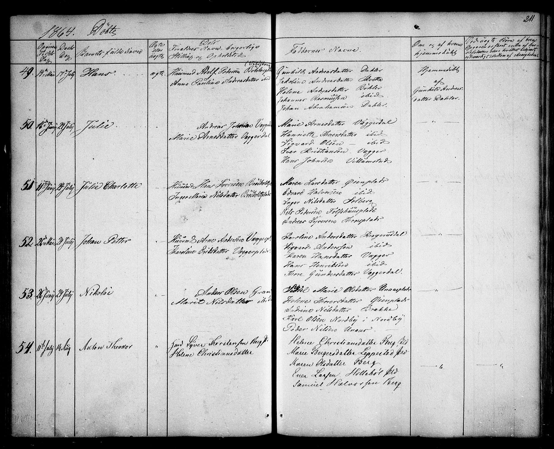 Hobøl prestekontor Kirkebøker, AV/SAO-A-2002/F/Fa/L0003: Ministerialbok nr. I 3, 1842-1864, s. 211