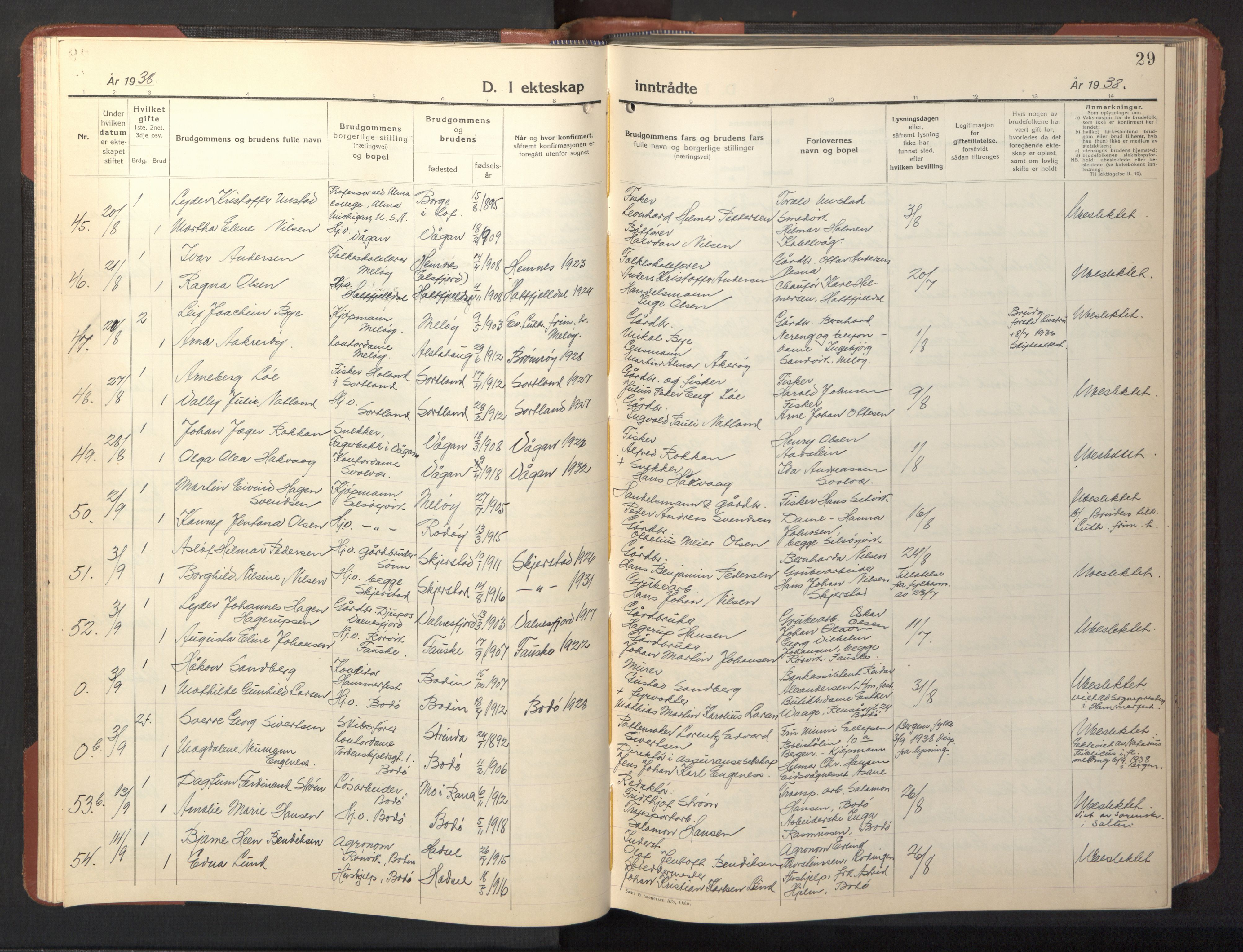 Ministerialprotokoller, klokkerbøker og fødselsregistre - Nordland, AV/SAT-A-1459/801/L0038: Klokkerbok nr. 801C13, 1935-1951, s. 29