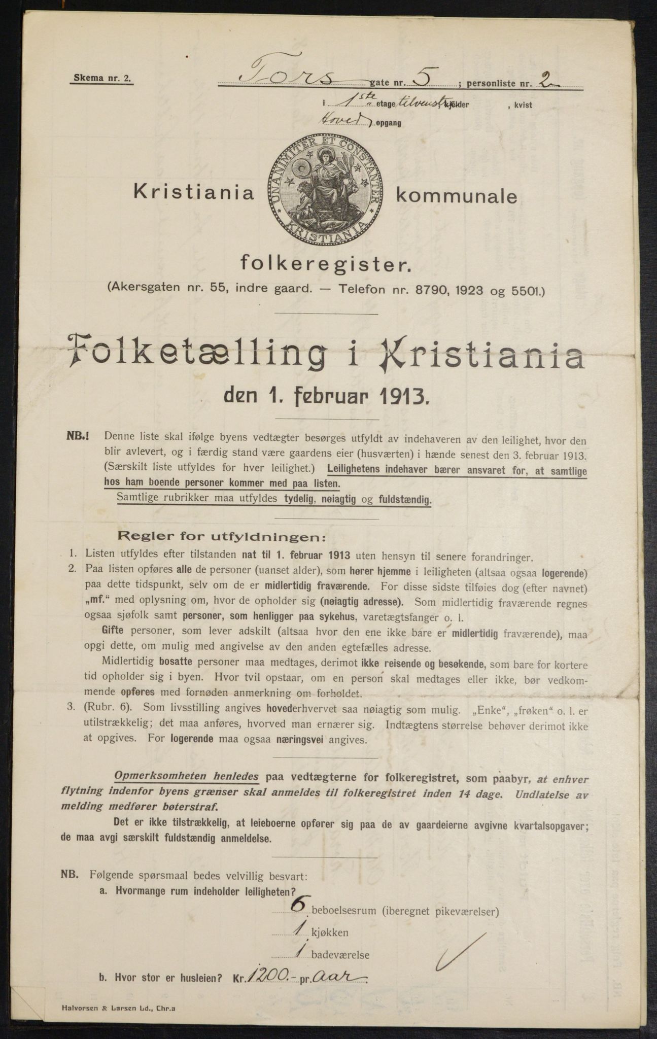 OBA, Kommunal folketelling 1.2.1913 for Kristiania, 1913, s. 114386