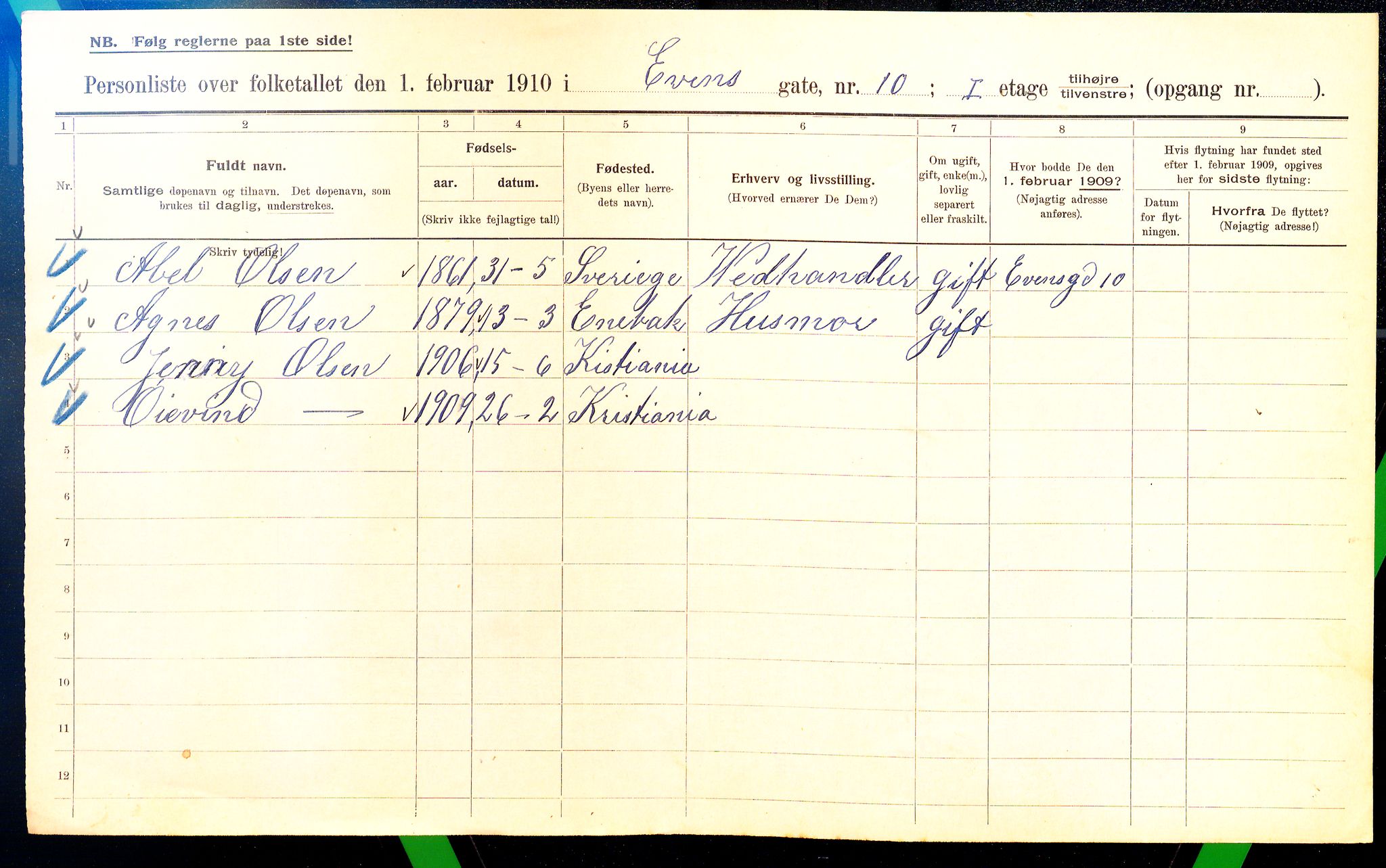 OBA, Kommunal folketelling 1.2.1910 for Kristiania, 1910, s. 21551