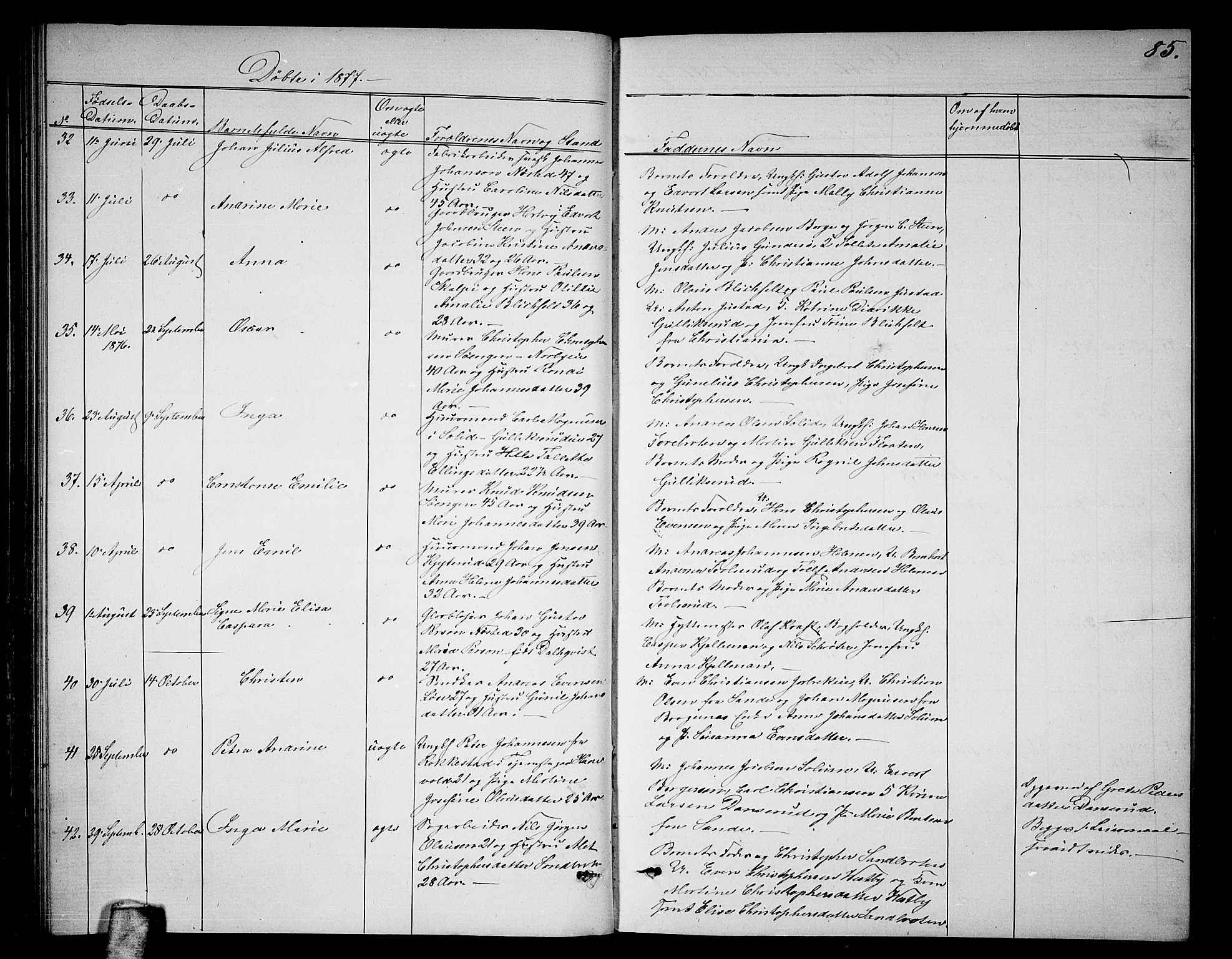 Skoger kirkebøker, AV/SAKO-A-59/G/Ga/L0002: Klokkerbok nr. I 2, 1860-1880, s. 85