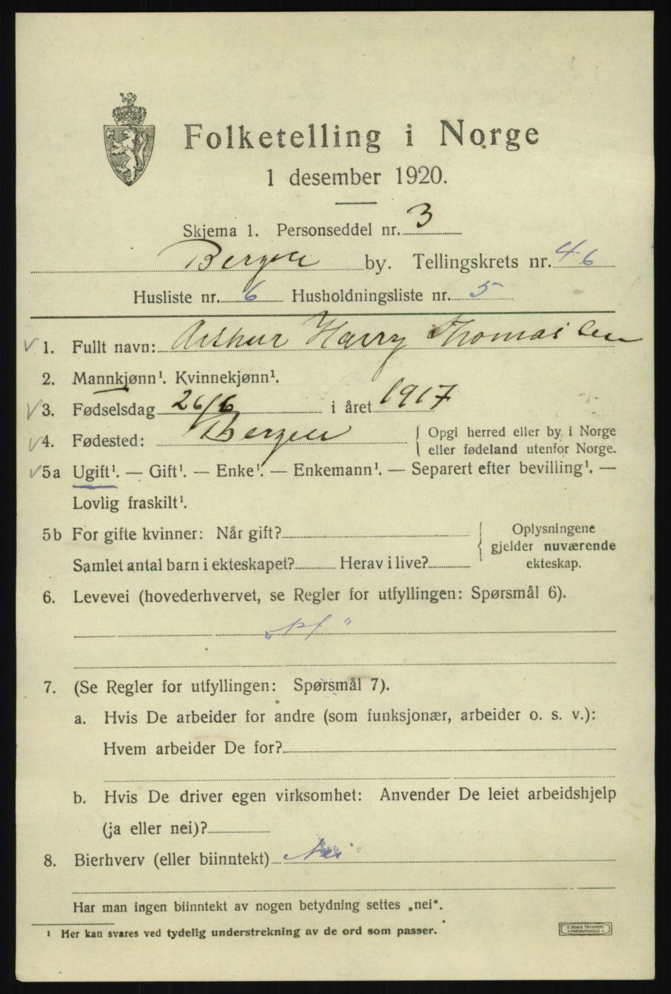 SAB, Folketelling 1920 for 1301 Bergen kjøpstad, 1920, s. 114732