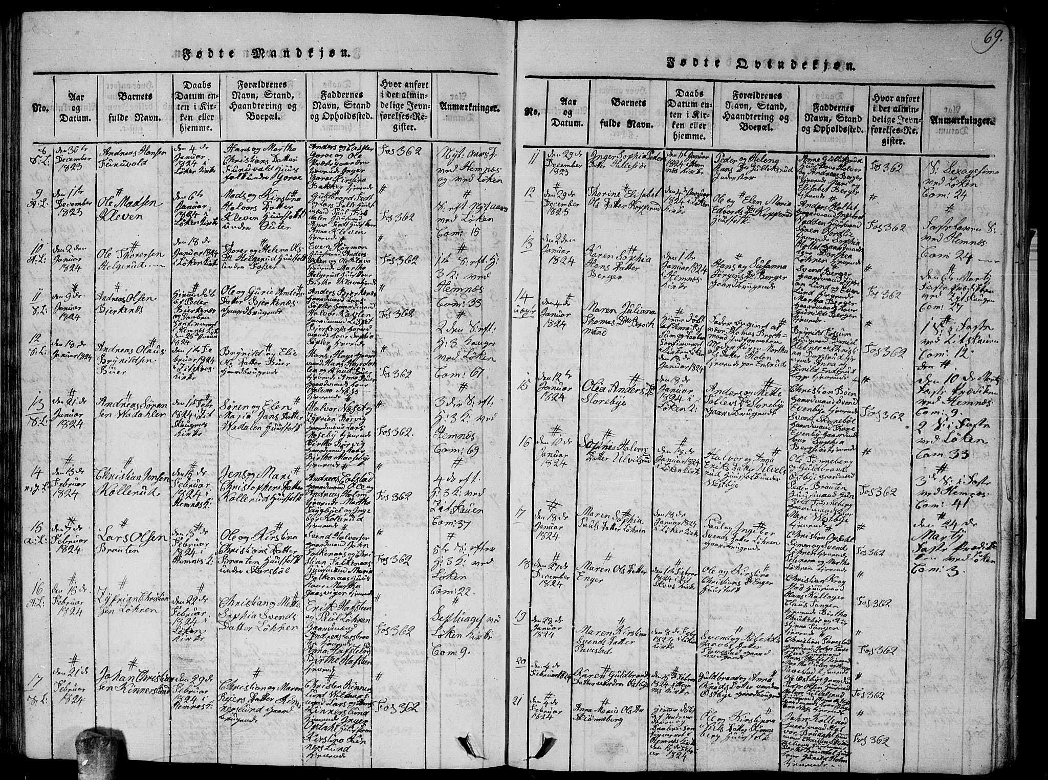 Høland prestekontor Kirkebøker, AV/SAO-A-10346a/G/Ga/L0001: Klokkerbok nr. I 1, 1814-1827, s. 69