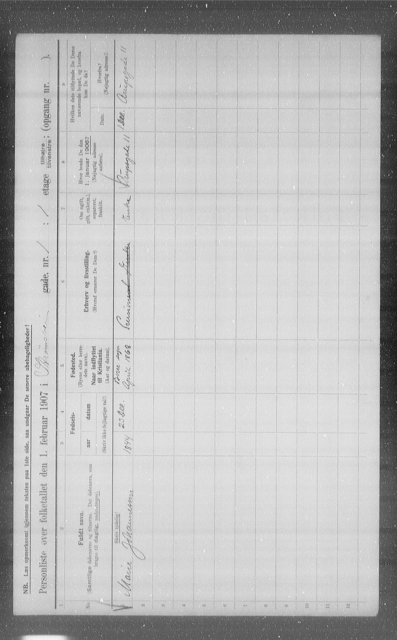 OBA, Kommunal folketelling 1.2.1907 for Kristiania kjøpstad, 1907, s. 52915