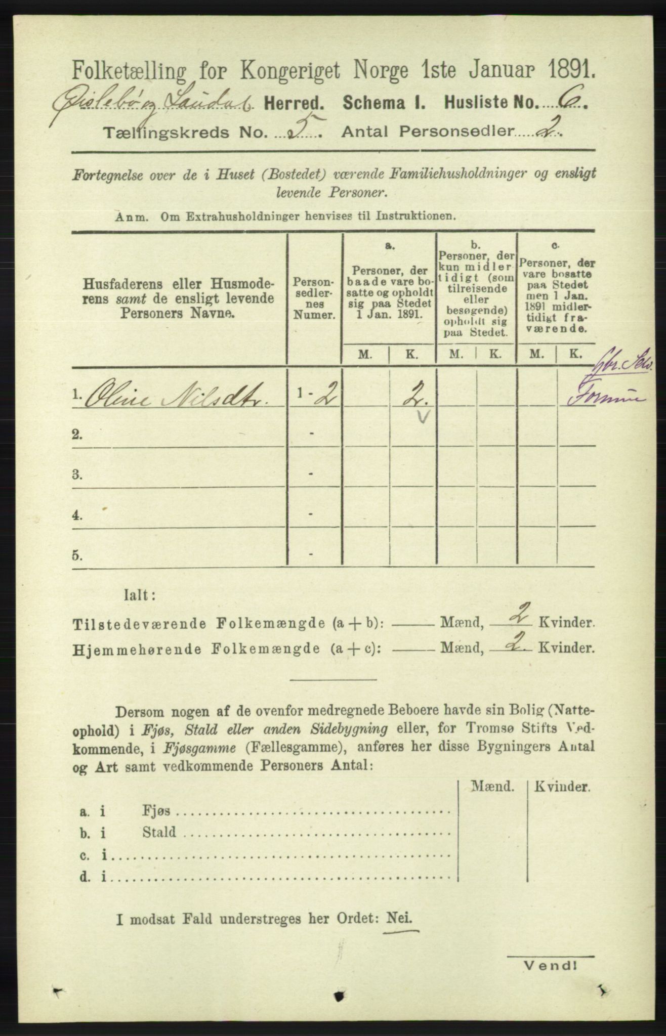 RA, Folketelling 1891 for 1021 Øyslebø og Laudal herred, 1891, s. 1281