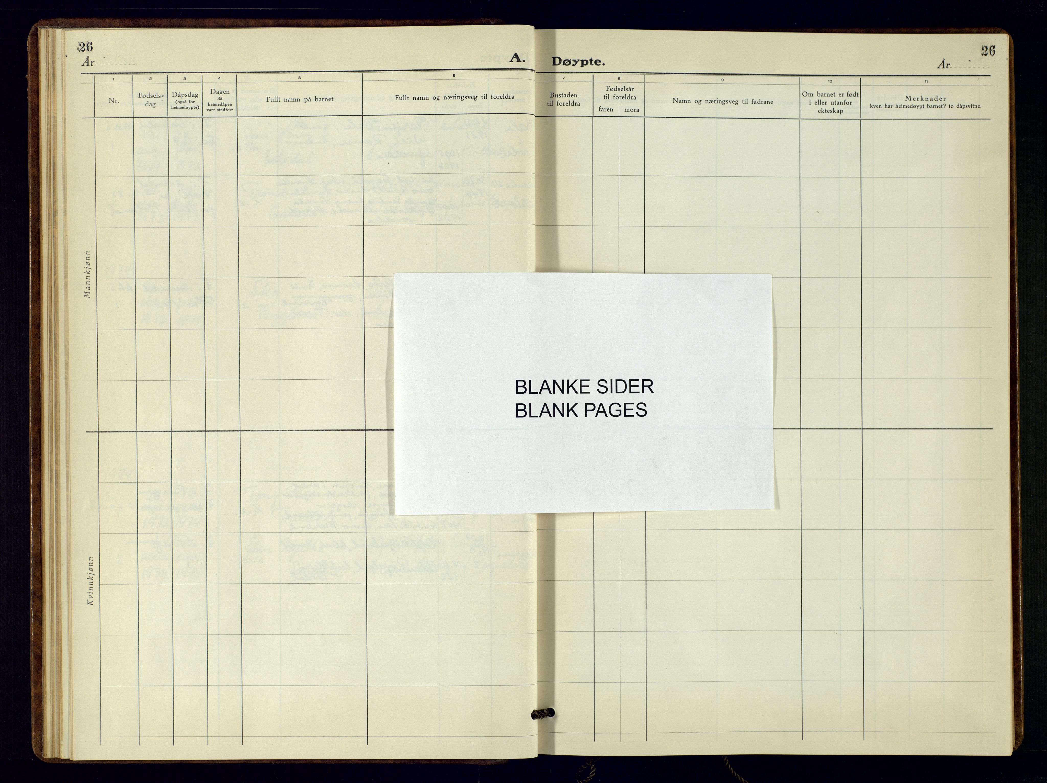Åmli sokneprestkontor, AV/SAK-1111-0050/F/Fb/Fbb/L0004: Klokkerbok nr. B-4, 1942-1975, s. 26