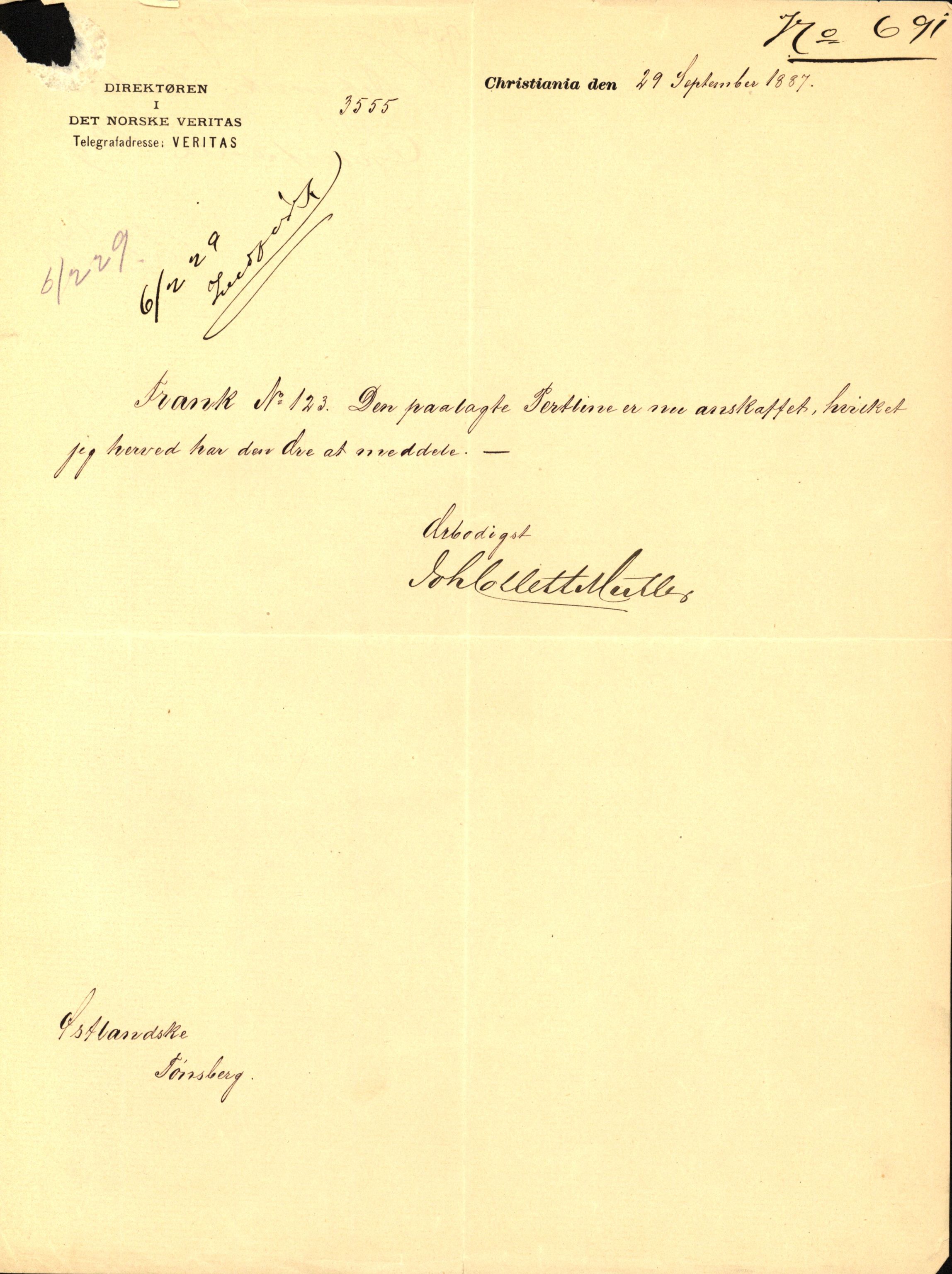 Pa 63 - Østlandske skibsassuranceforening, VEMU/A-1079/G/Ga/L0023/0002: Havaridokumenter / Flora, Frank, Freidig, Sophie, Wilhelmine, 1888, s. 18