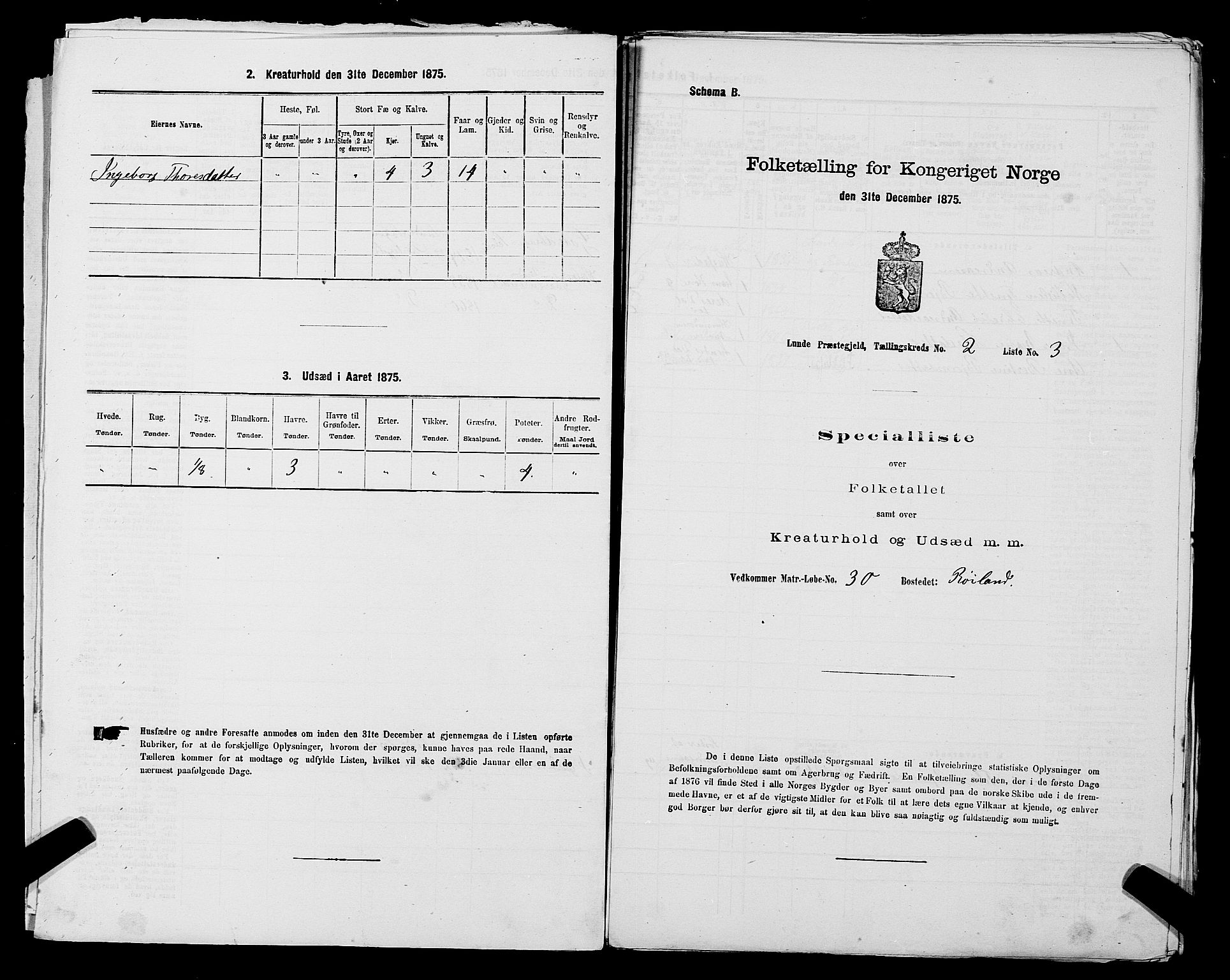 SAST, Folketelling 1875 for 1112P Lund prestegjeld, 1875, s. 111