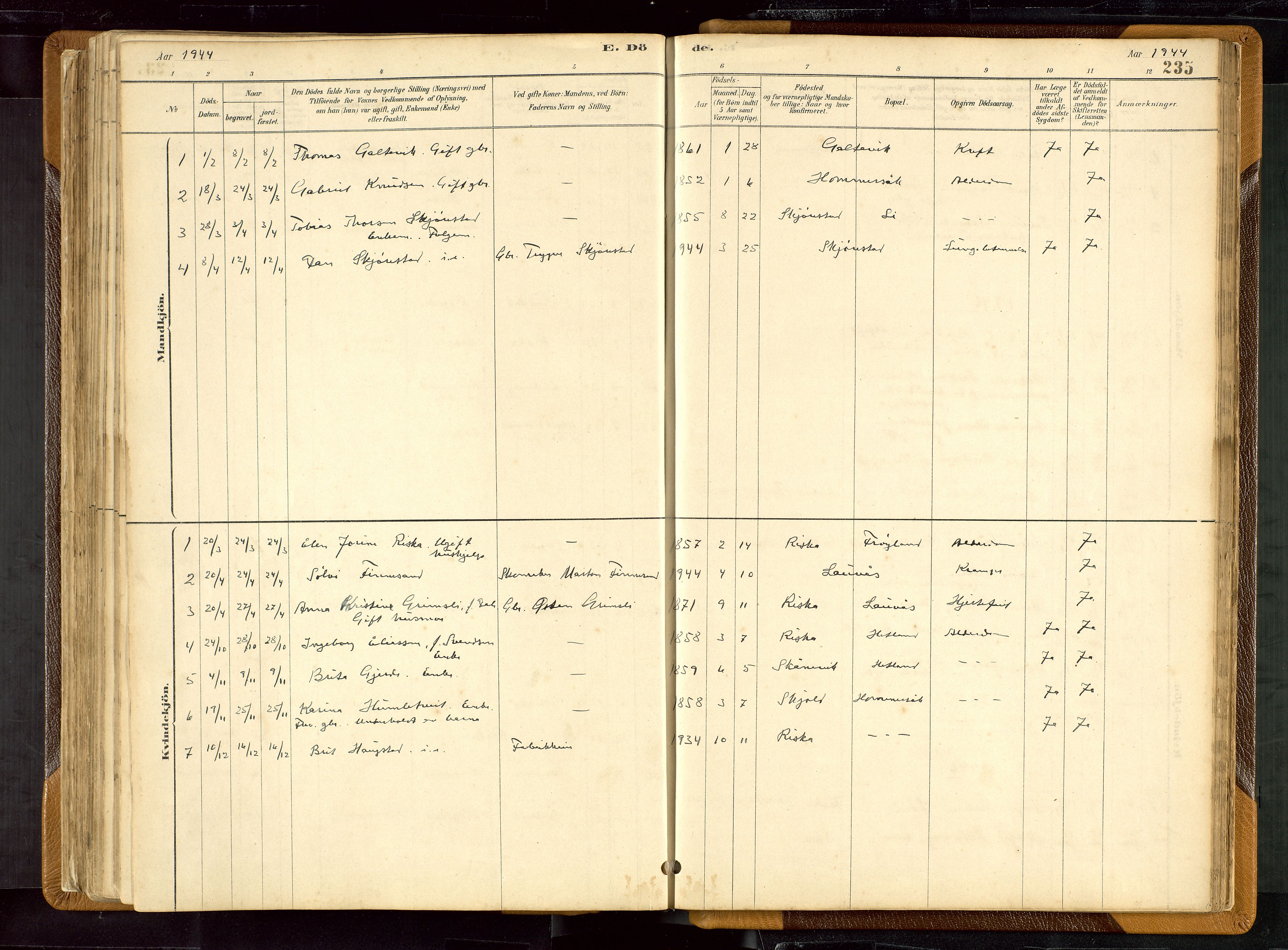 Hetland sokneprestkontor, AV/SAST-A-101826/30/30BB/L0007: Klokkerbok nr. B 7, 1878-1910, s. 235