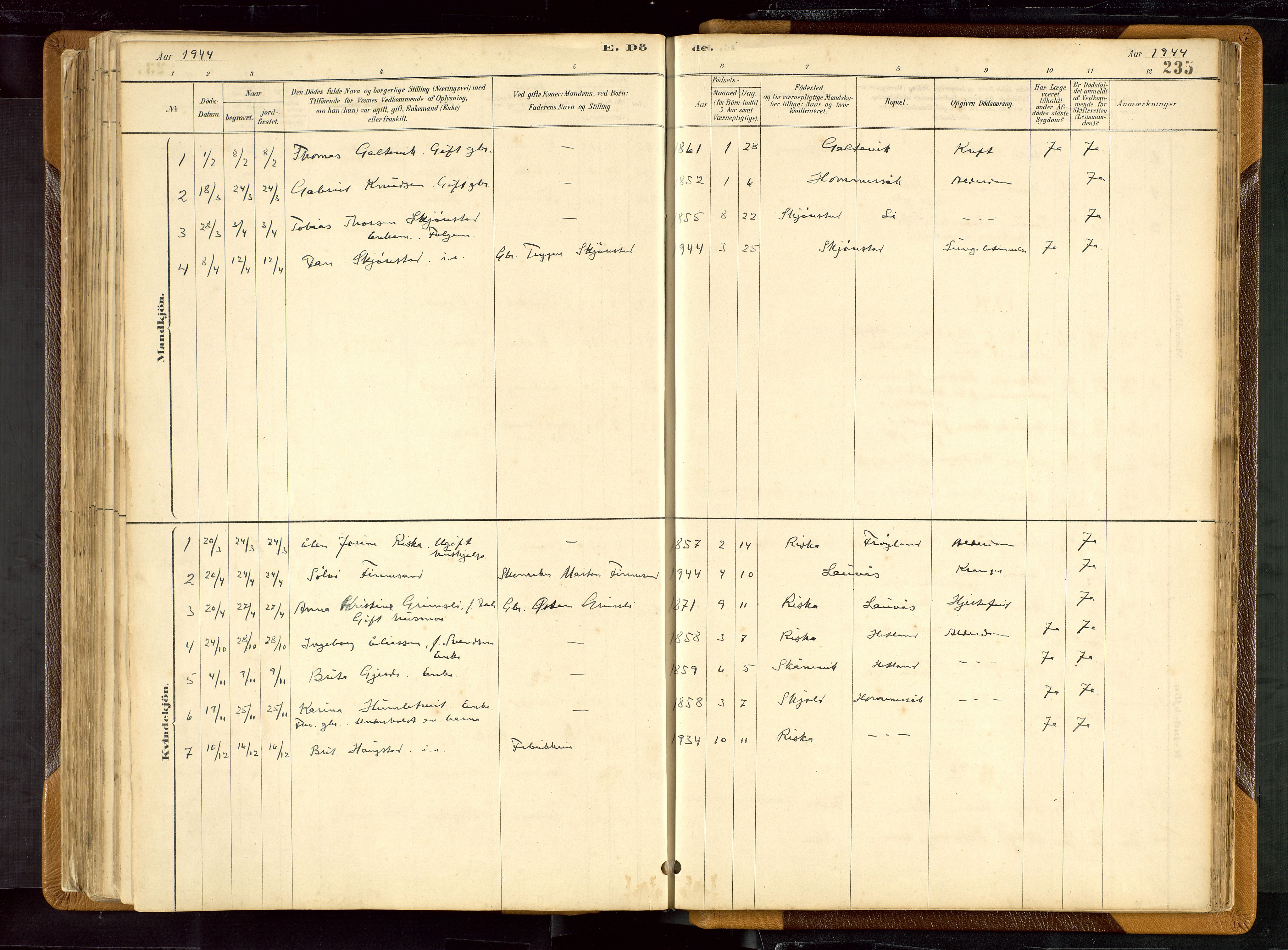 Hetland sokneprestkontor, SAST/A-101826/30/30BB/L0007: Klokkerbok nr. B 7, 1878-1910, s. 235